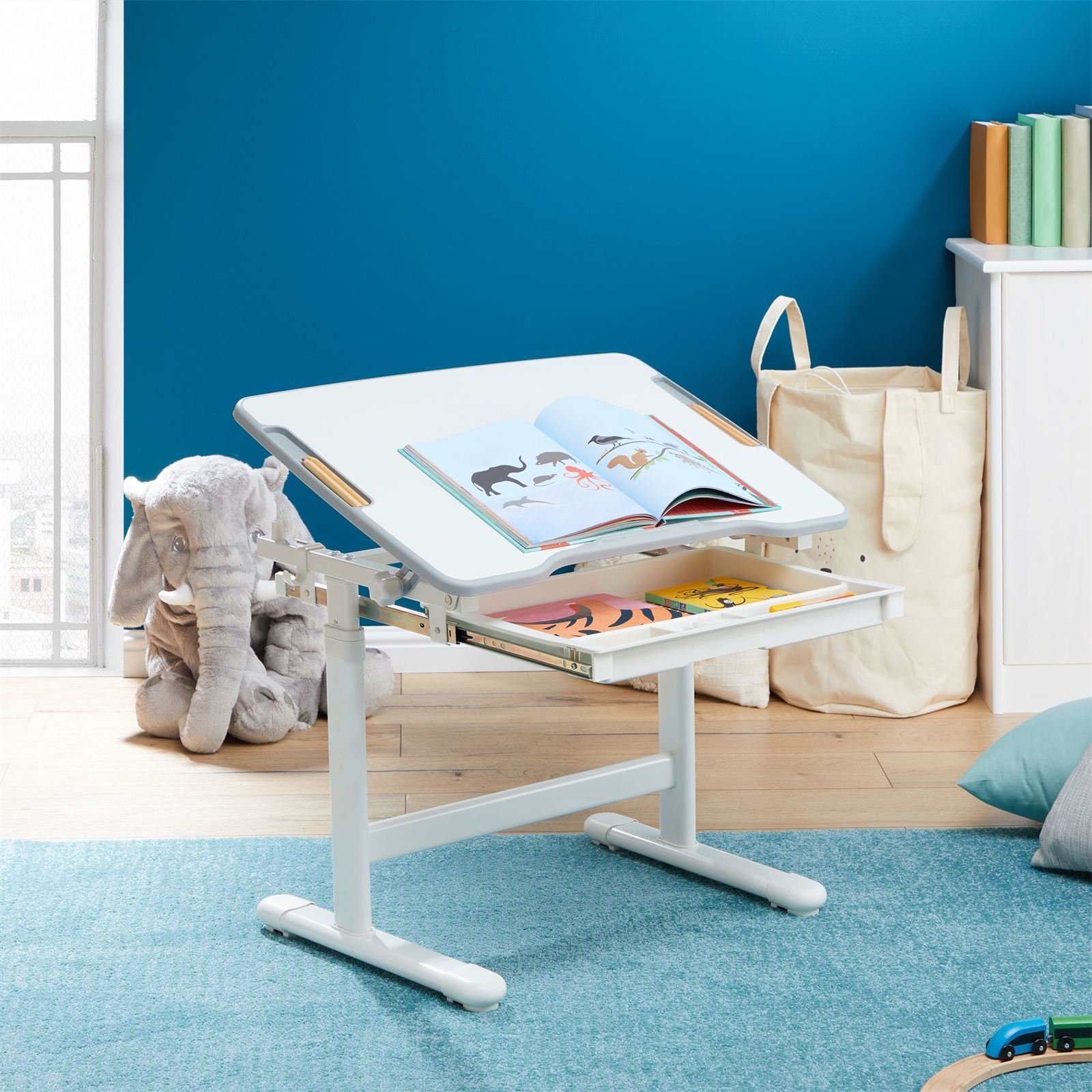 CARO-Möbel Kinderschreibtisch VITA, Kinderzimmer Schreibtisch neigbar Schub günstig online kaufen