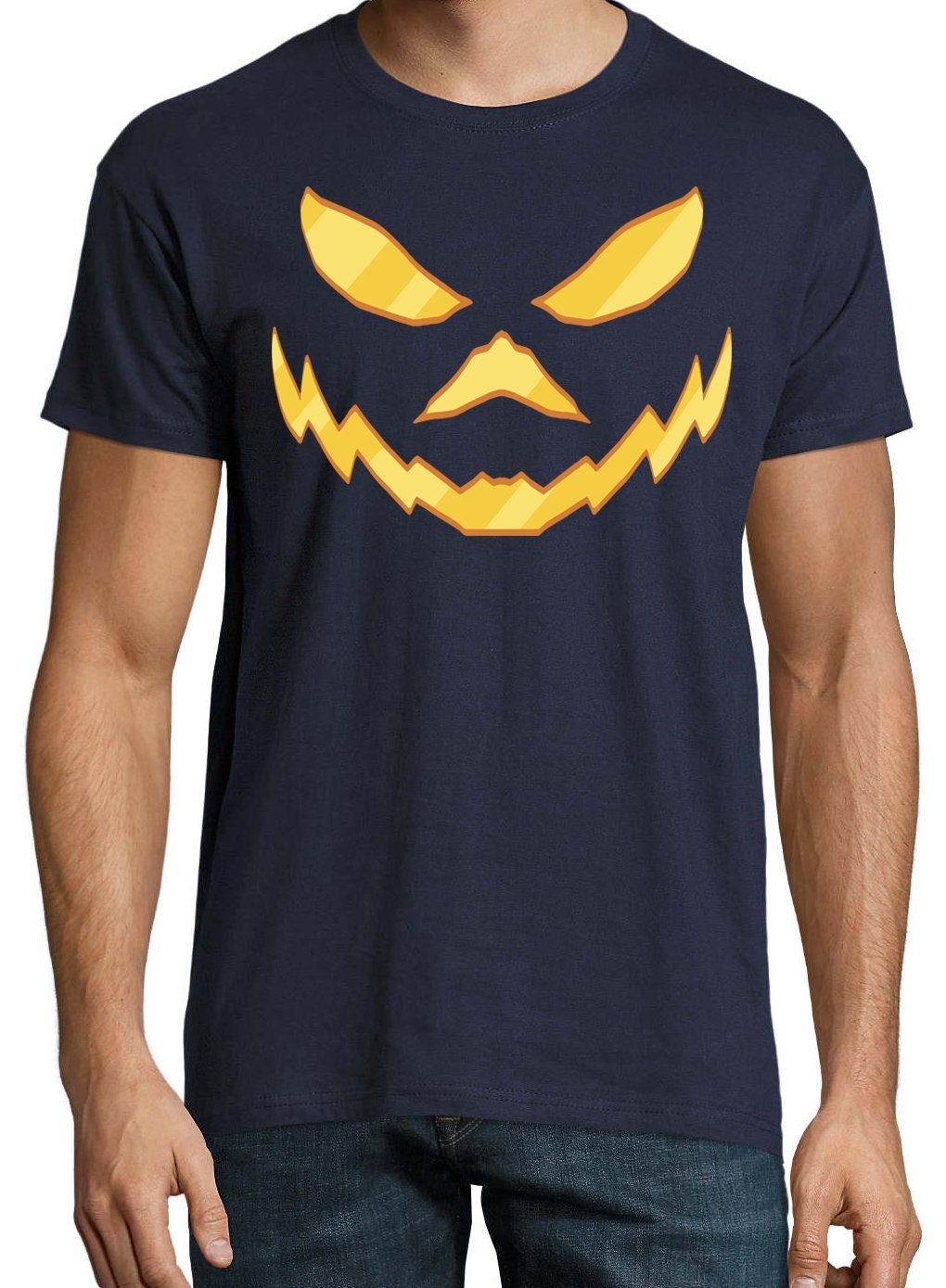mit Halloween Joker T-Shirt Youth Face Herren Print modischem Navyblau Print-Shirt Fun-Look Designz Aufdruck Horror