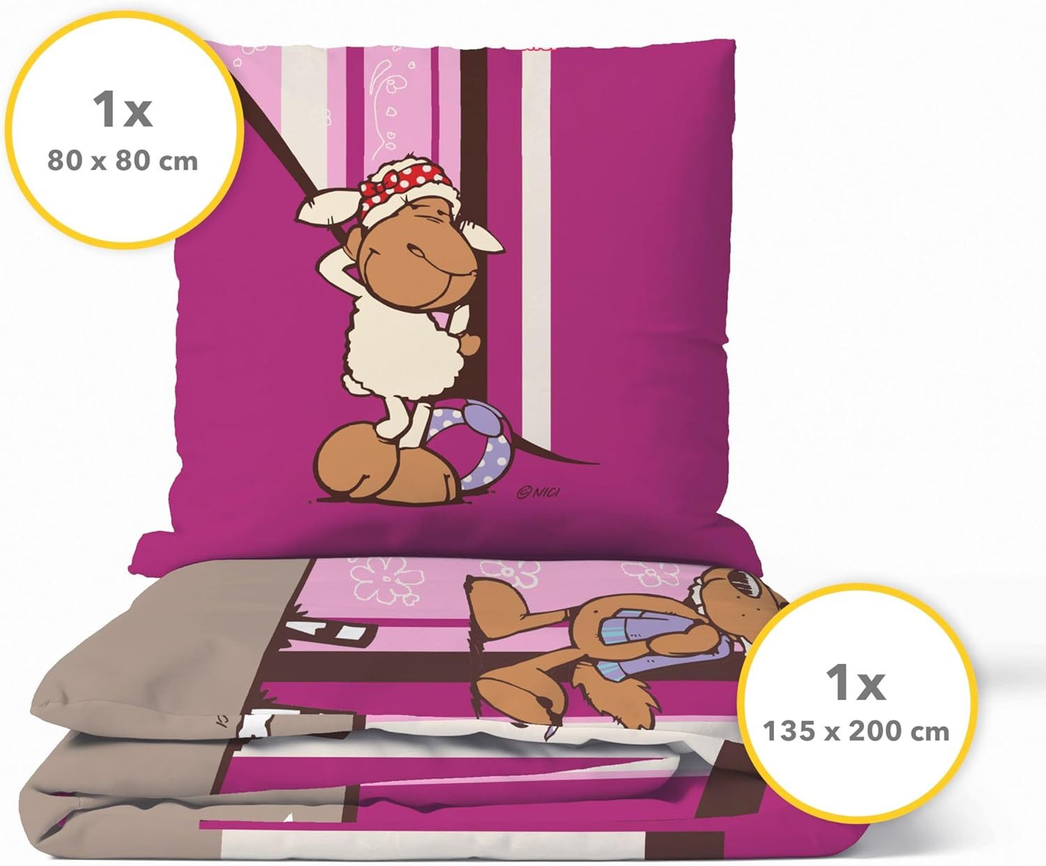 Träumschön Kinderbettwäsche Premium Set 135x200 cm aus Baumwolle, NICI Moti günstig online kaufen