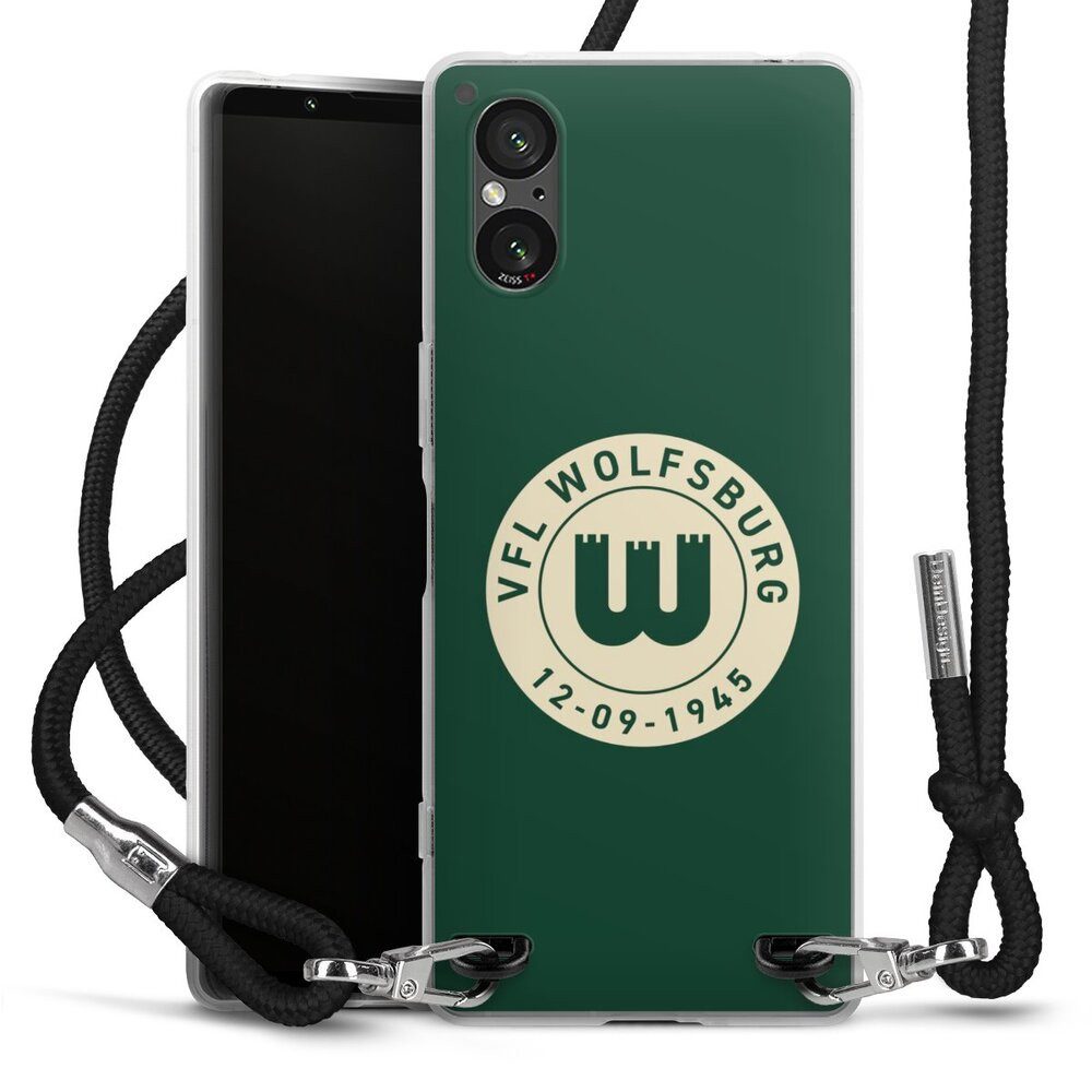 DeinDesign Handyhülle VfL Wolfsburg 80 Jahre Offizielles Lizenzprodukt, Sony Xperia 5 V Handykette Hülle mit Band Case zum Umhängen