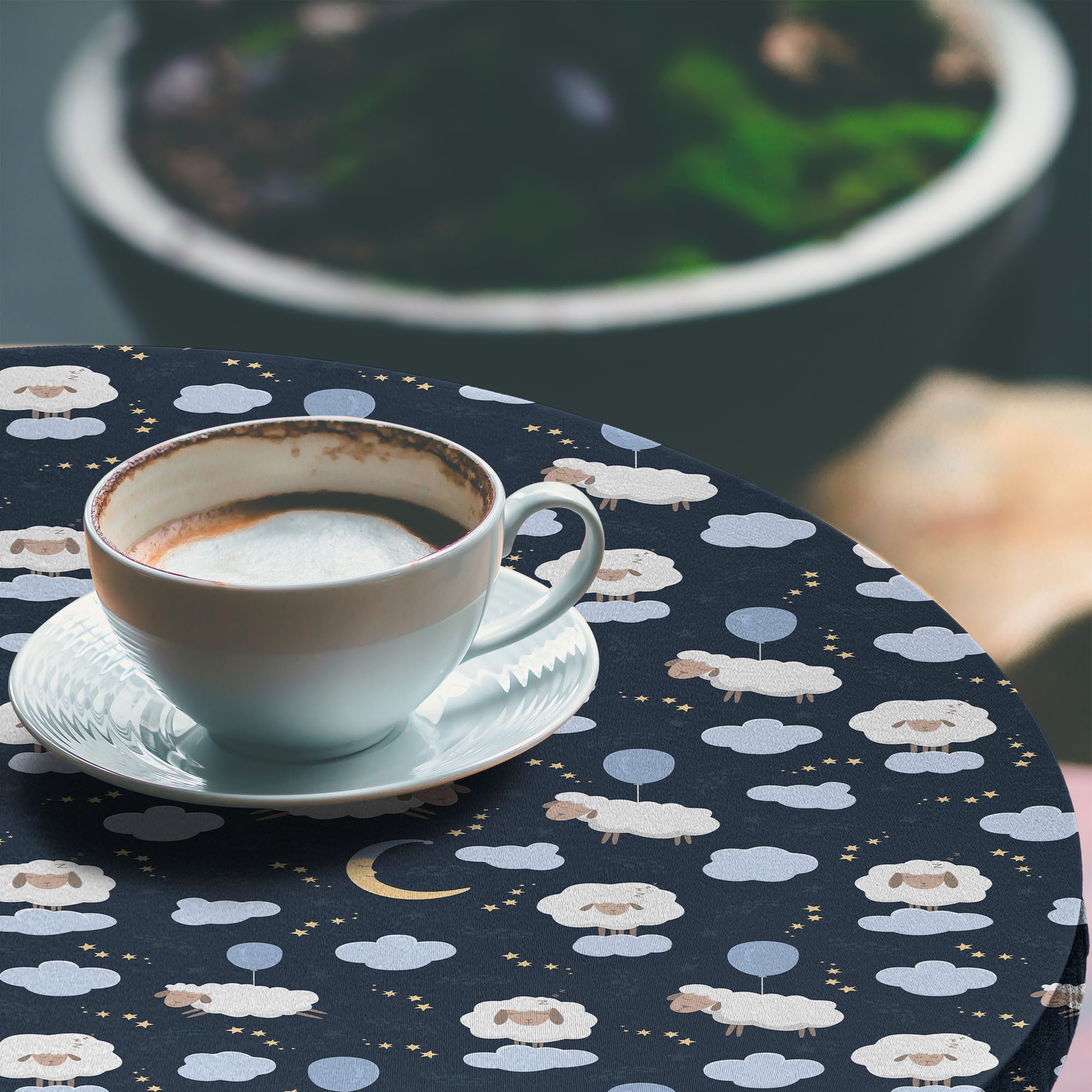 Abakuhaus Tischdecke Rundum-elastische Stofftischdecke, Kindergarten Childish Thema Schlaf Schafe