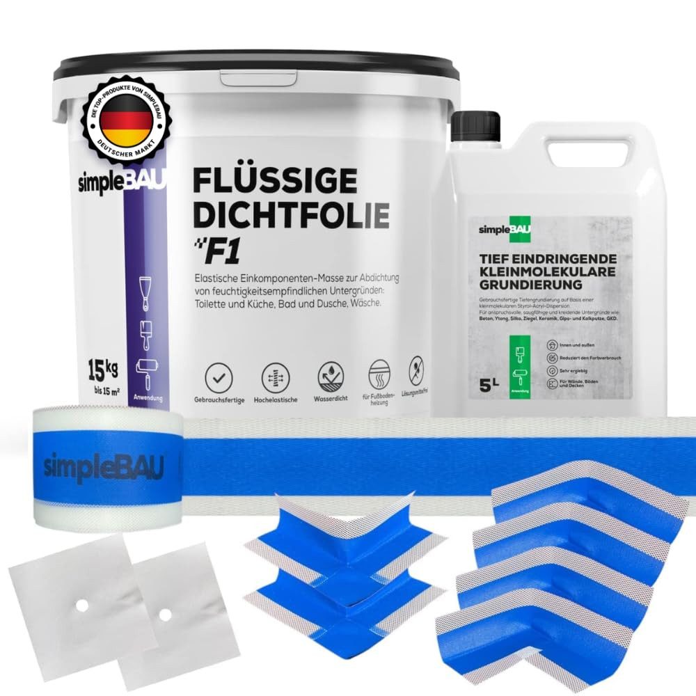 simpleBAU Dichtstoff Flüssigfolie Dichtfolie F1 15 kg + Tiefengrund 5L, (6- günstig online kaufen