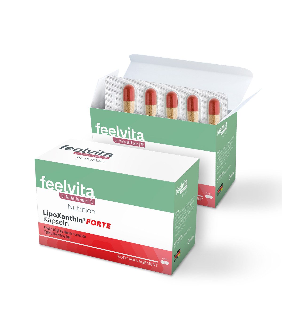 Genius Feelvita Nutrition LipoXanthin Forte Stoffwechsel Kapseln (180 Stück) Kapsel, 2 er 6-Monatsvorrat à 90 St., Trägt zu einem normalen Fettstoffwechsel bei