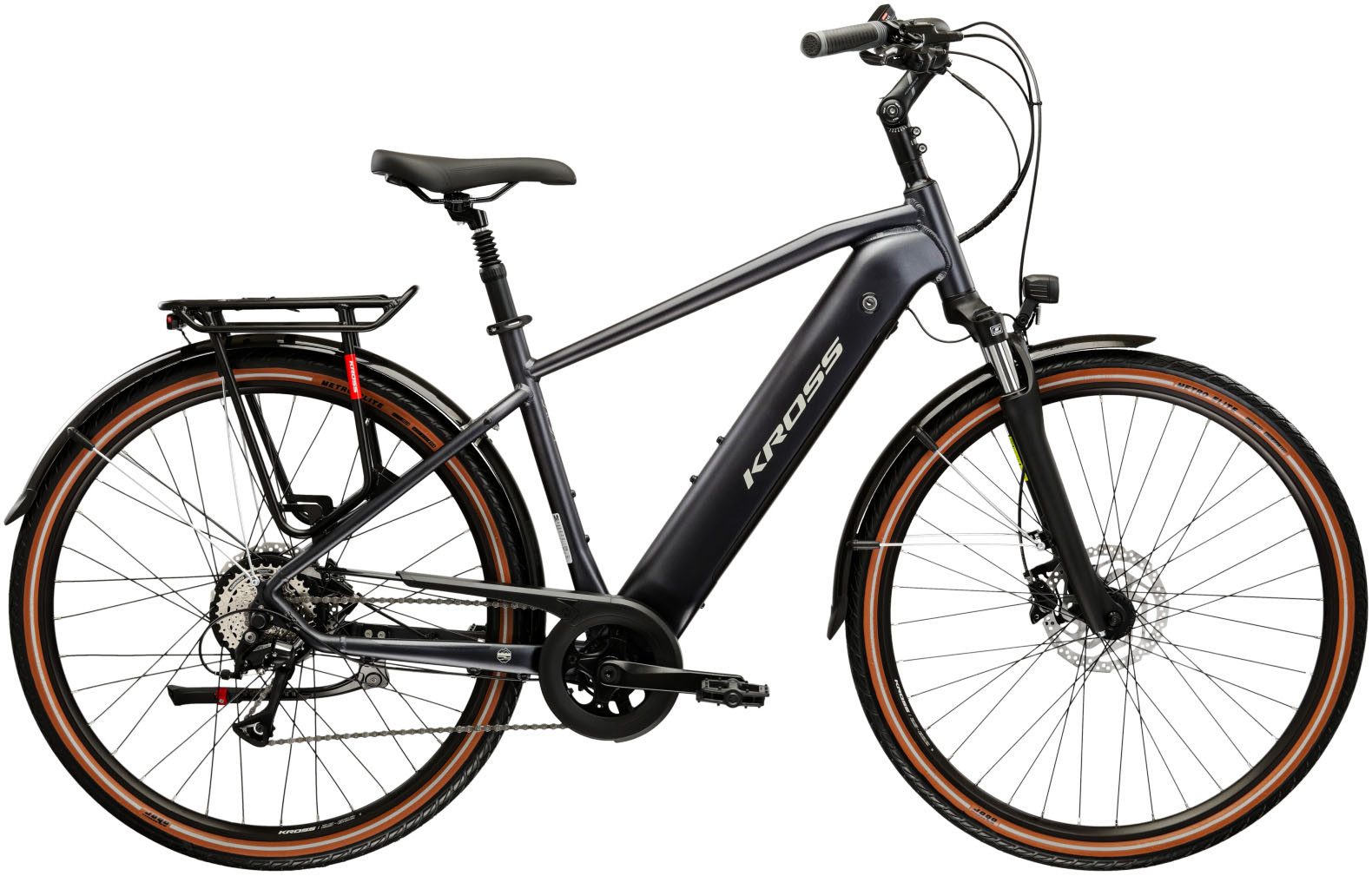 Kross E-Bike Trekkingrad E-Trekkingbike Herren Trans Hybrid 1.0 28" graphitgrau 8 Gänge, 8 Gang Shimano ACERA M3020 Schaltwerk, Kettenschaltung, Heckmotor, 522 Wh
