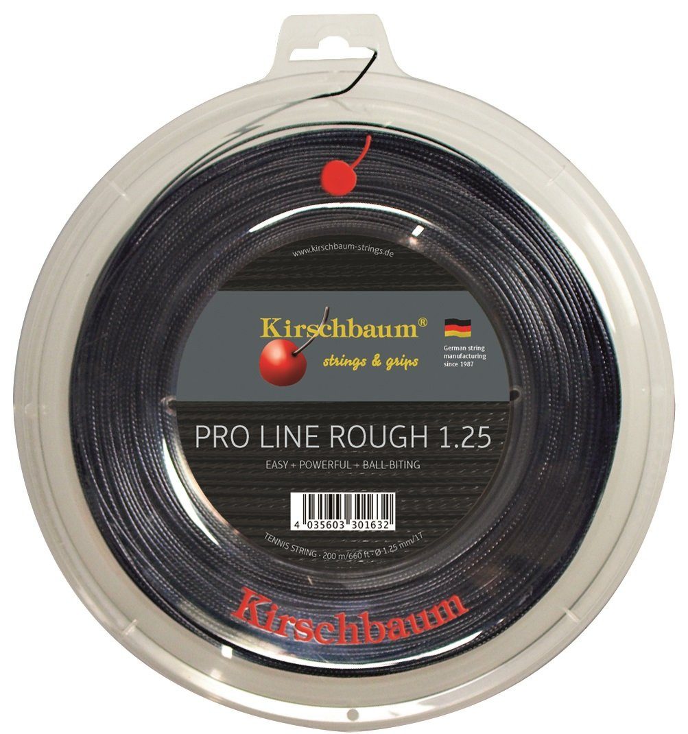 Kirschbaum Tennissaite Pro Line Rough (Haltbarkeit+Spin) schwarz 200m Rolle, Saitendicke: 1.20