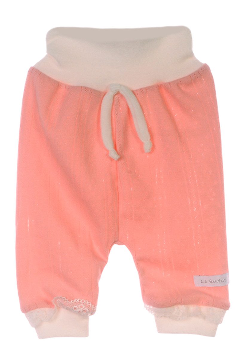 La Bortini Schlupfhose Baby Hose sommerliche Babyhose leicht creme lachstöne Erstlingshose Sommerhose festlich, 44 50 56 62 68 74 80 86