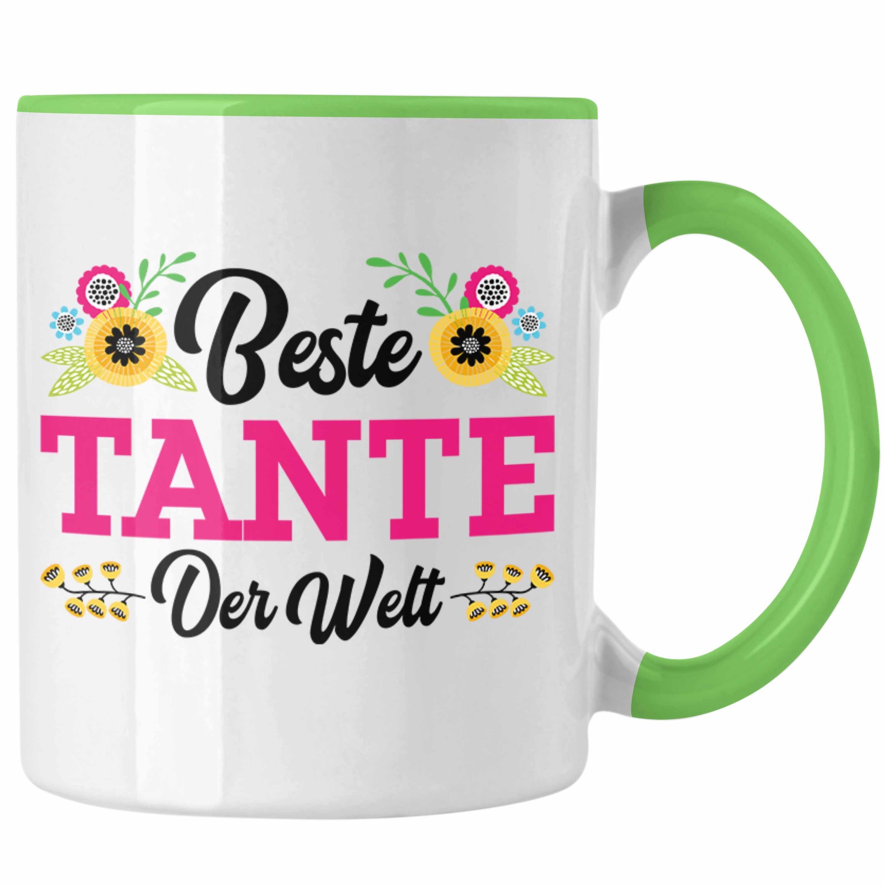 Trendation Tasse Trendation - Beste Tante der Welt Geschenk Tasse Spruch für Tante Weihnachten Lieblings Verrückte Tante Coole Geschenkidee Grün