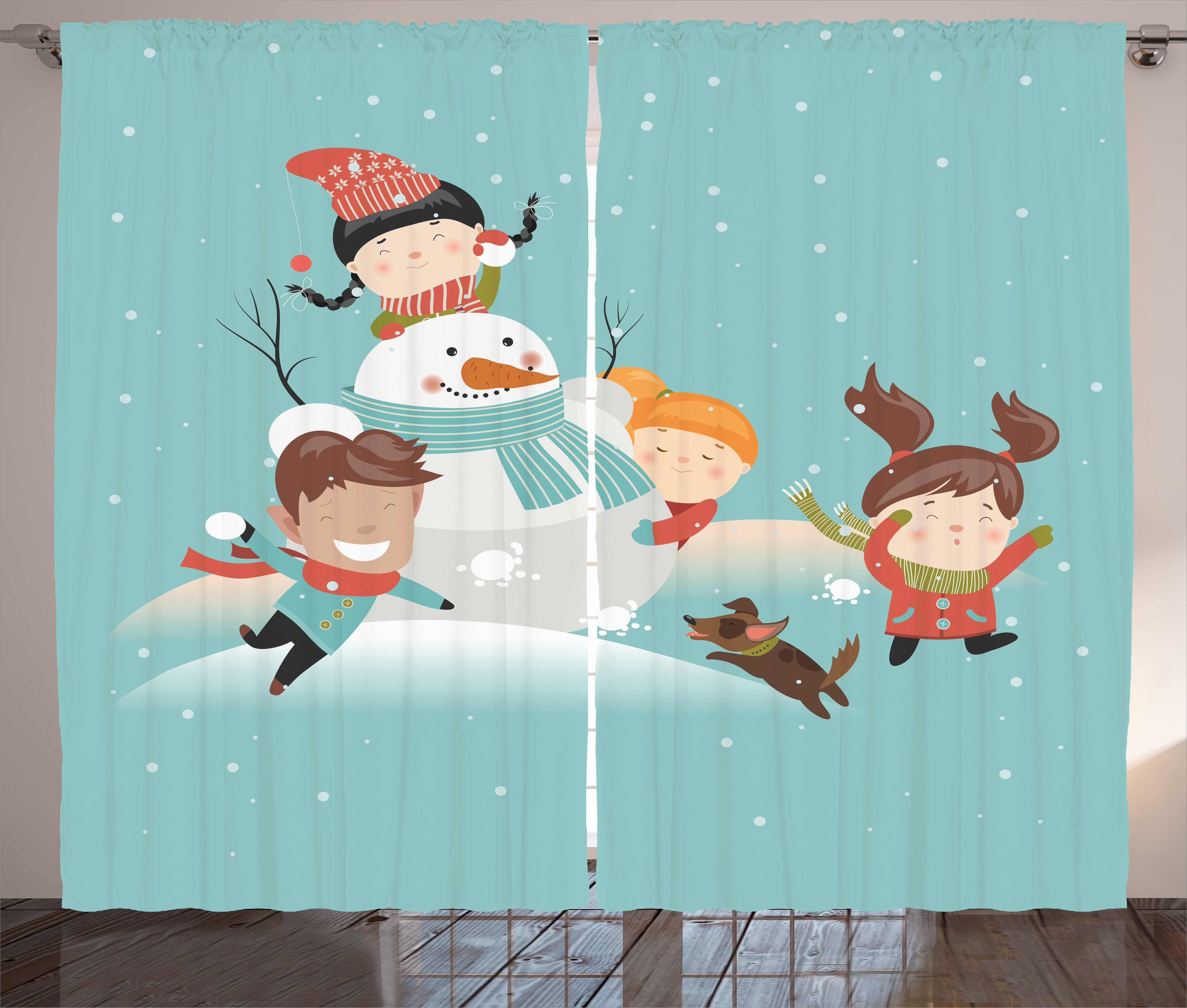 Vorhang Cartoon mit Spaß Haken, Winter und Gardine die Kräuselband Schlafzimmer Abakuhaus, Schlaufen Kinder,