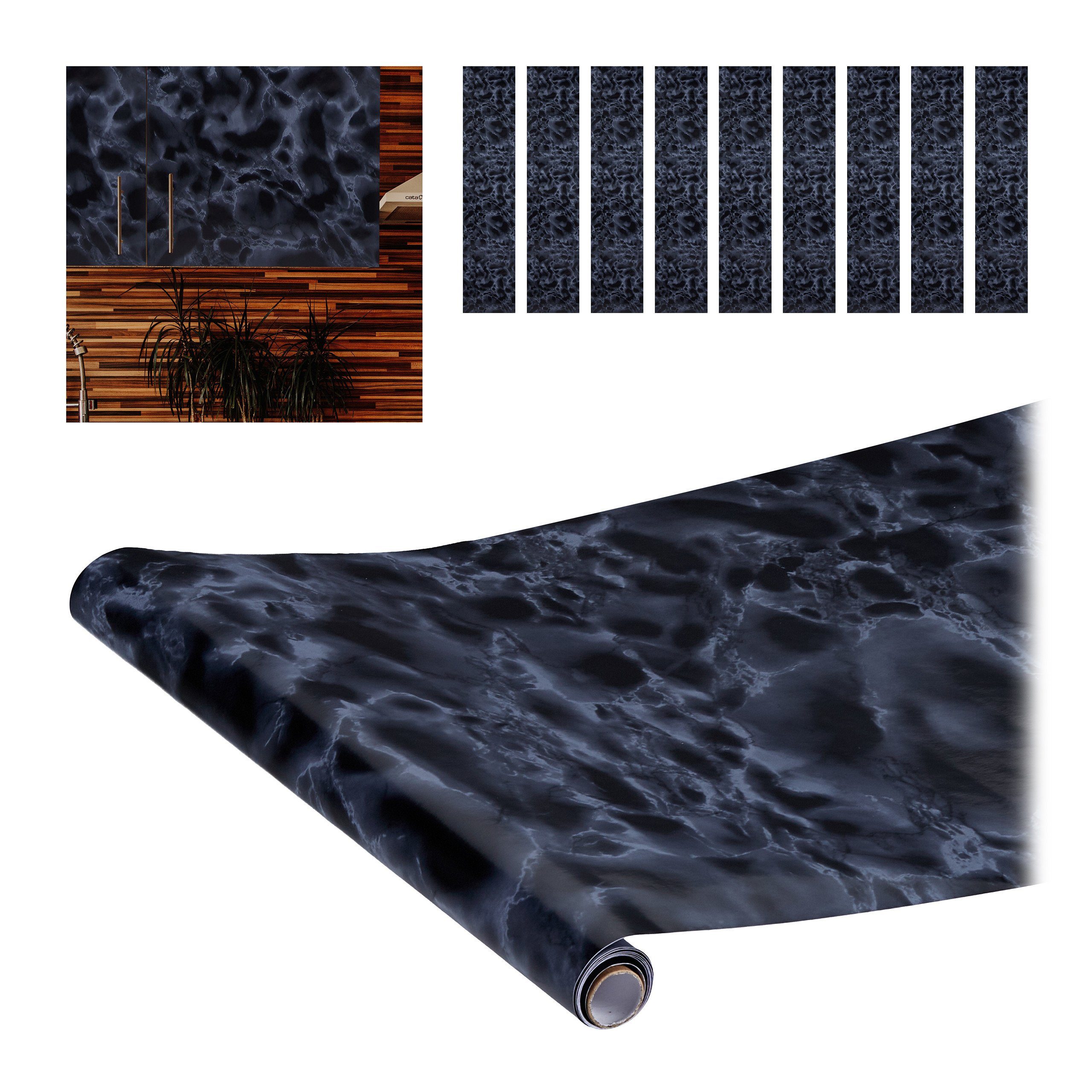 Klebefolie Schwarz Hochglanz - Selbstklebende schwarze Möbelfolie