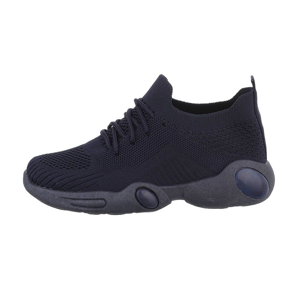 Ital-Design Kinder Low-Top Freizeit Sneaker Flach Freizeitschuhe in Dunkelblau