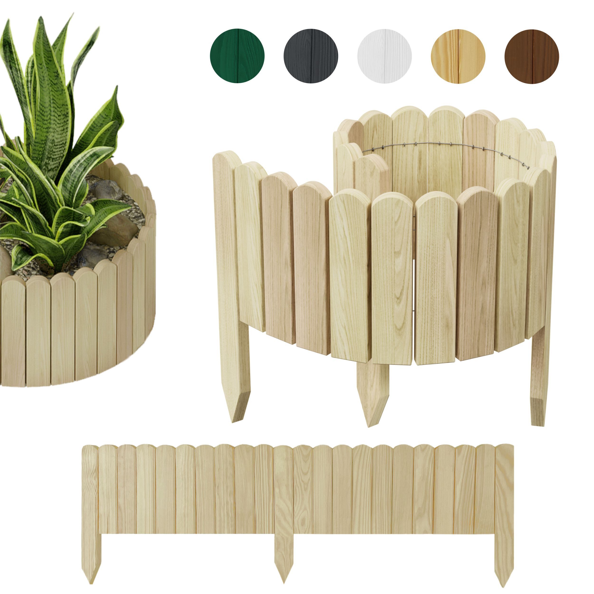 be4nature Palisade Flexibler Beeteinfassung Beetumrandung Rasenkante Rollborder Dekozaun, LxH: 100x10 cm, Beige, Holzzaun Umzäunung Garten Beeten Blumenbeeten Kräutergarten Umrandung