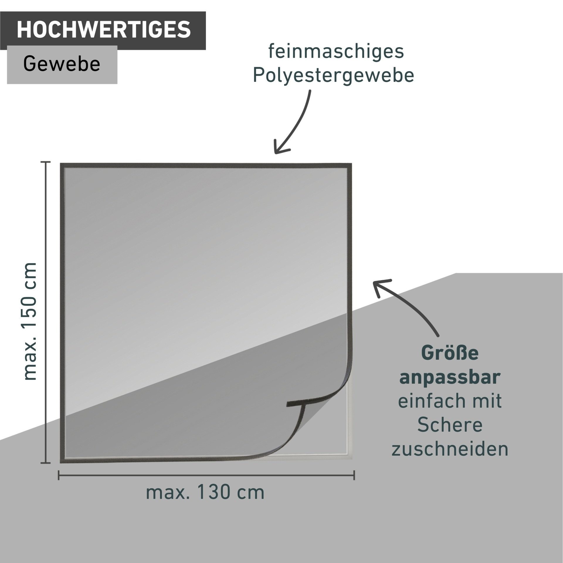 Windhager Fliegengitter-Gewebe Open-Up, flexibler Insektenschutz für Fenster, ohne Bohren, (1-St), Insektenschutzgitter 130 x 150 cm, erhältlich in anthrazit oder weiß