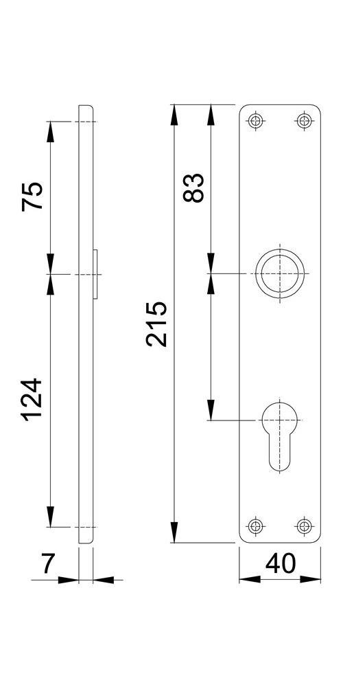 HOPPE Türbeschlag Langschildpaar 202SP F2 72 mm F2 neusilberfarbig PZ 