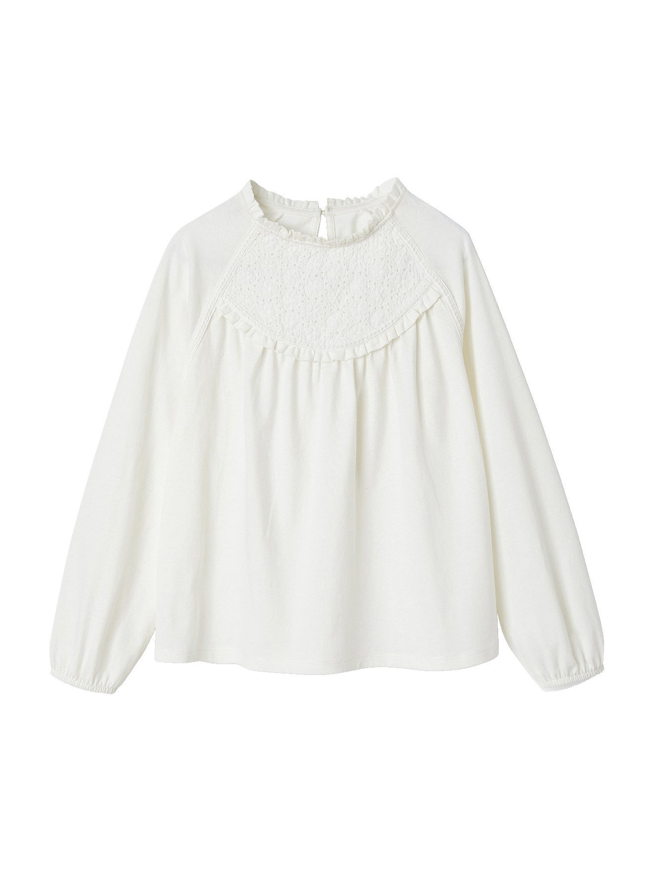 Langarmshirt Mädchen Blusenshirt mit Lochstickerei