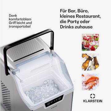 Klarstein Eiswürfelmaschine Wallberg nugget ice maker 12 kg silver, Elektrischer Eiswürfelbereiter Eismachinen Wassertank