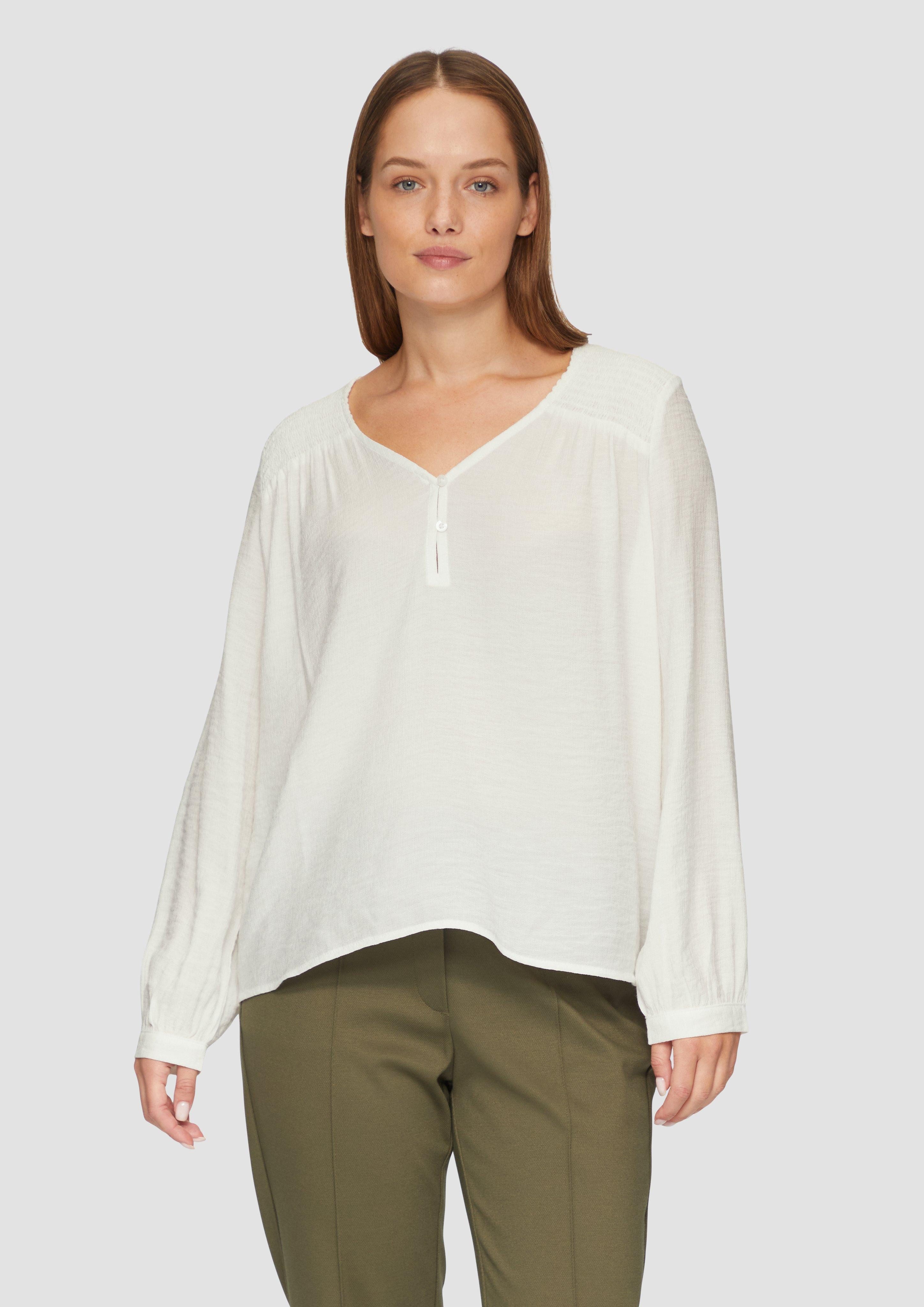 Langarmbluse Strukturierte Bluse aus Viskosemix mit Smok Details