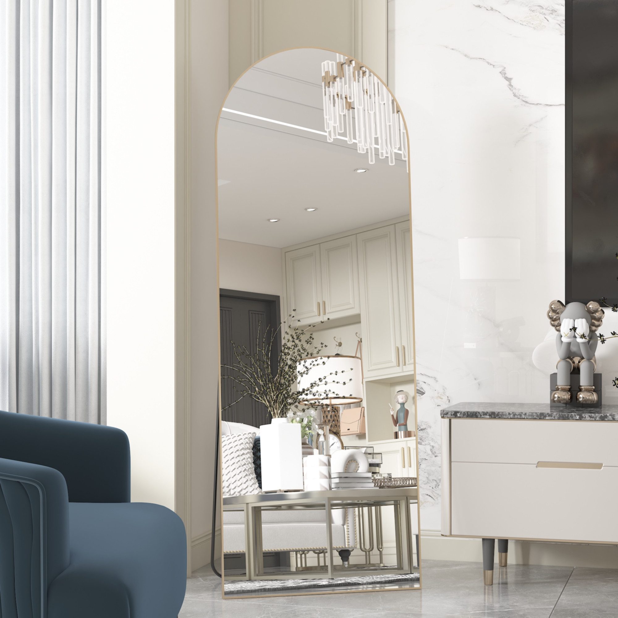 CASSILANDO Ganzkörperspiegel gewölbter Bodenspiegel, großer Boden-Spiegel,m günstig online kaufen