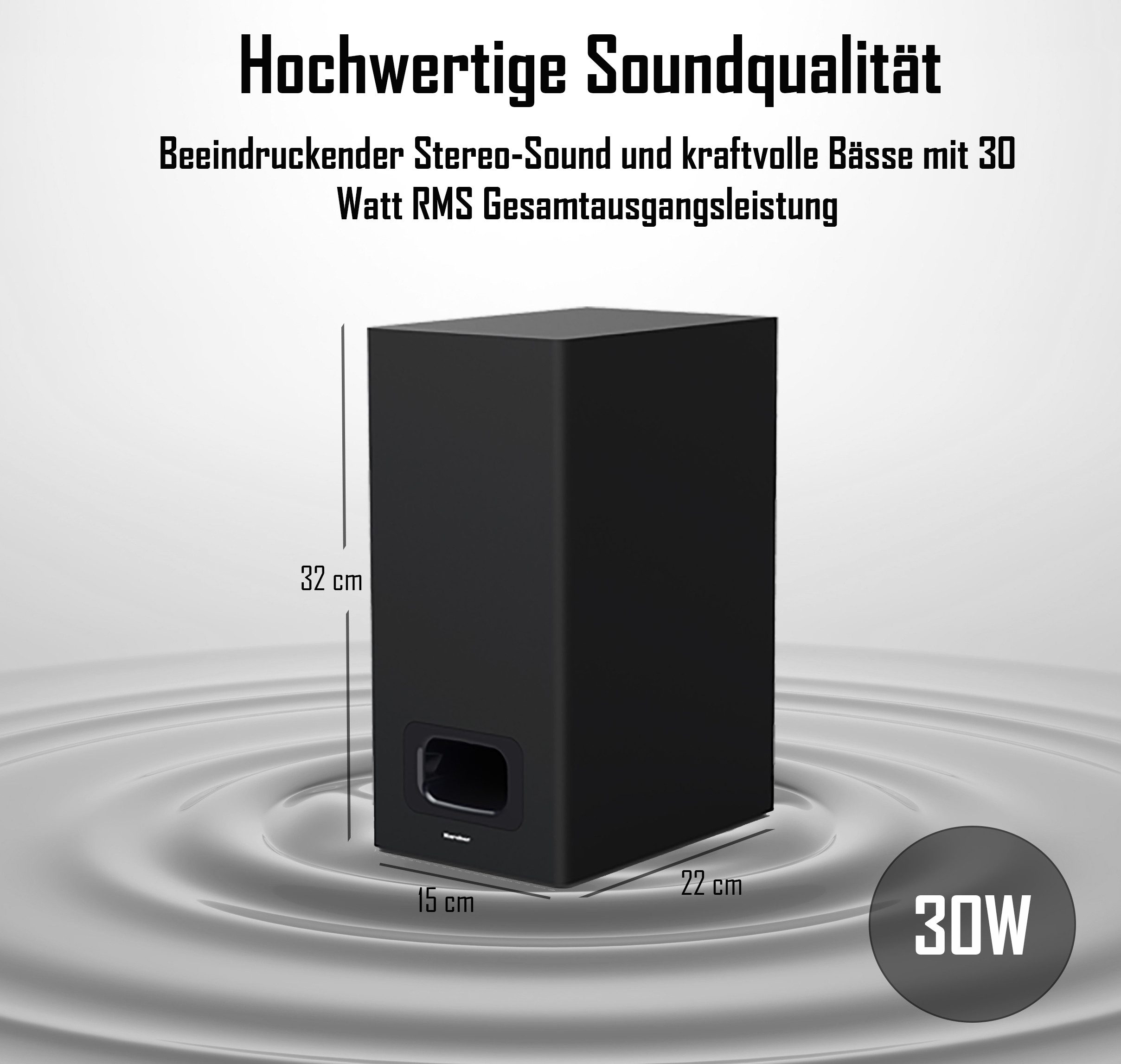Karcher SB 800S Soundbar 2.1 Soundsystem (Bluetooth, 60 W, mit Subwoofer, für Fernseher, Heimkino, TV Surround Sound System) – Bild 3 von 5