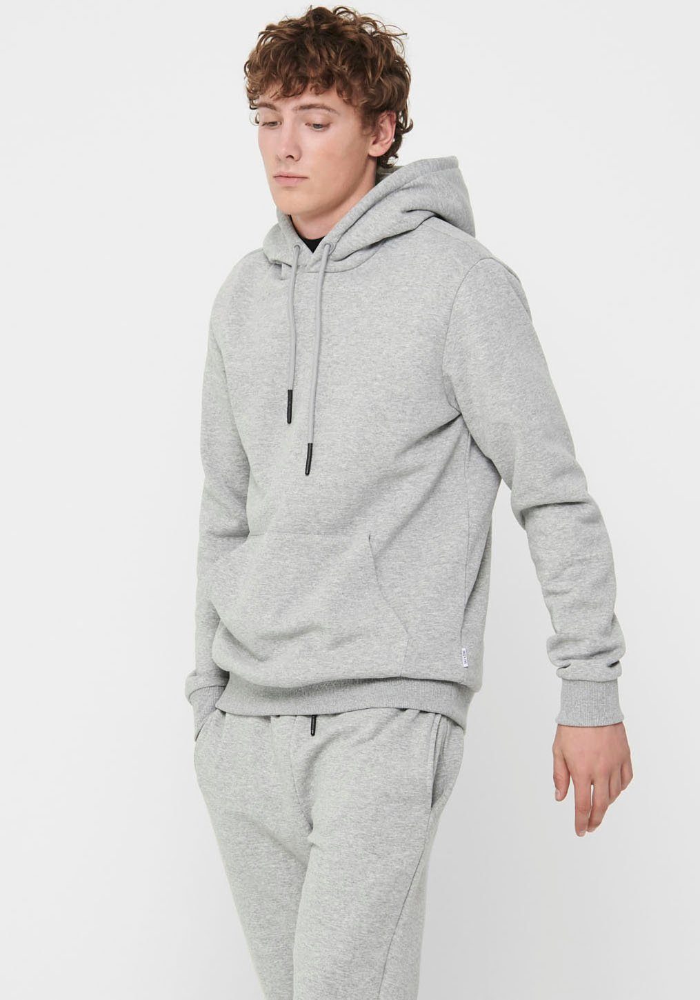 ONLY & SONS Kapuzensweatshirt CERES LIFE HOODIE SWEAT hellgrau-meliert