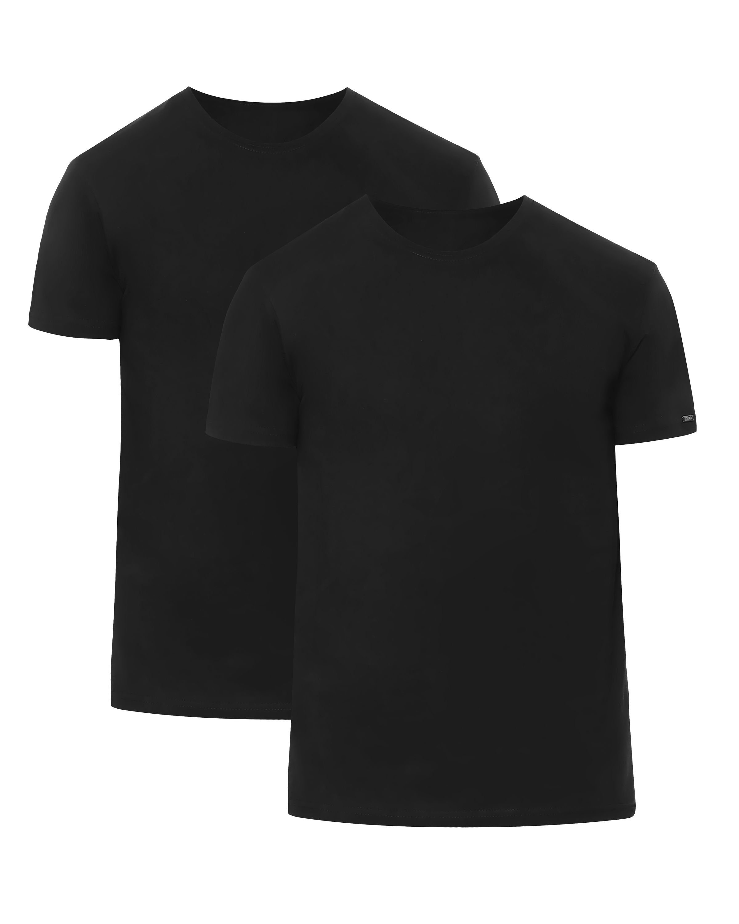 T-Shirts T-Shirt U-Ausschnitt (2 2er Pack) (1-tlg) Schwarz/Schwarz Pack mit Herren Cornette CR068