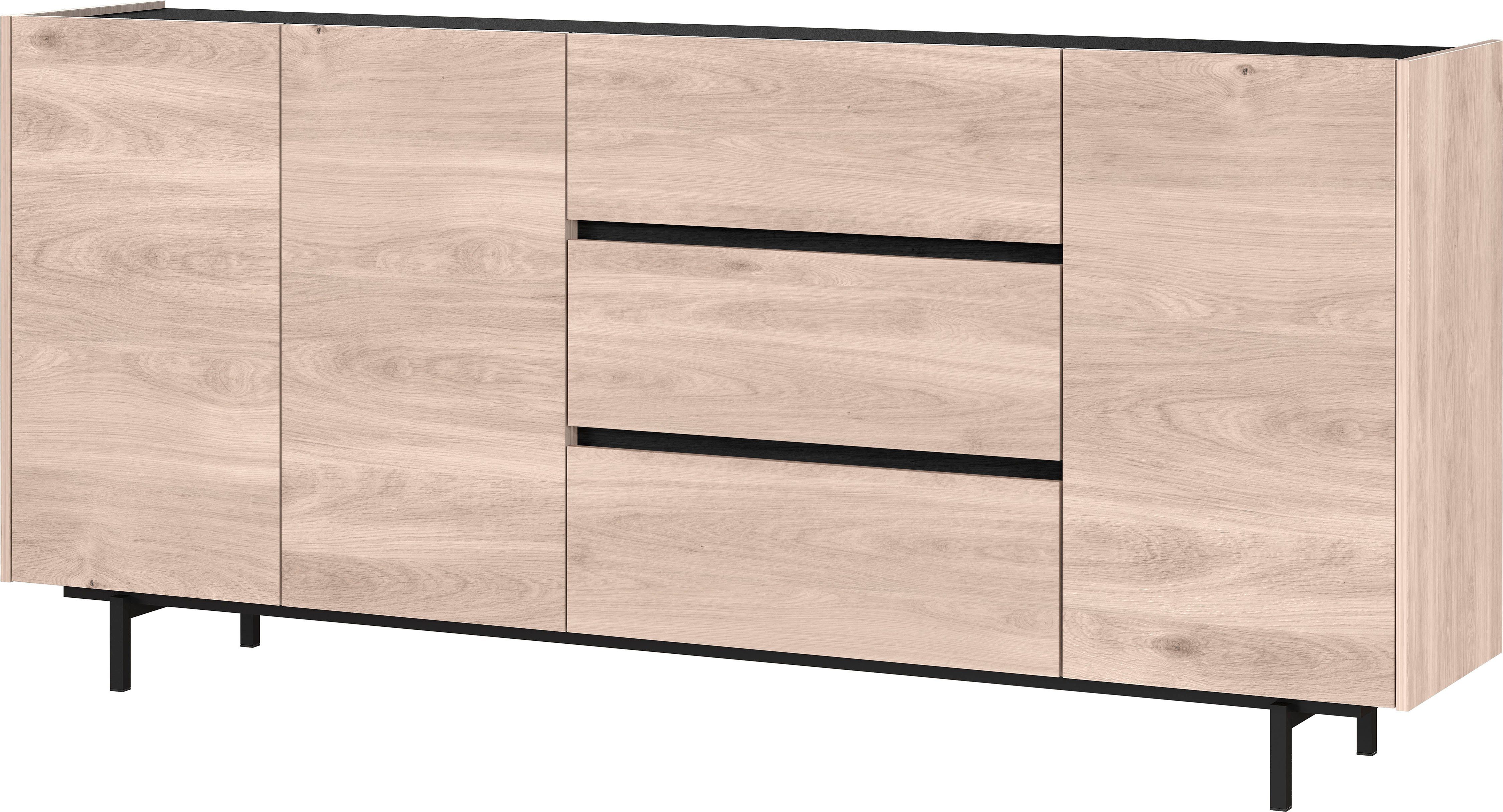 Lowboard, griffloses Highboard, GERMANIA (Set, Design 3-St), mit Wohnzimmer-Set Sideboard, Cantoria,