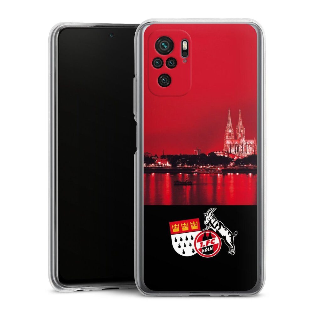 DeinDesign Handyhülle Skyline 1. FC Köln Offizielles Lizenzprodukt Skyline Köln Rot, Xiaomi Redmi Note 10 4G Silikon Hülle Bumper Case Handy Schutzhülle