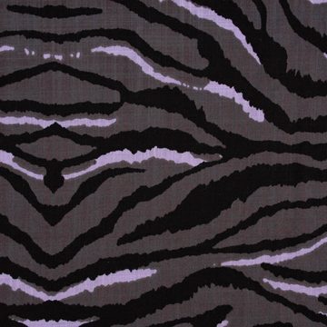 SCHÖNER LEBEN. Stoff Bekleidungsstoff Viskose Slub Streifen Tiger dunkelgrau schwarz lila 1, allergikergeeignet