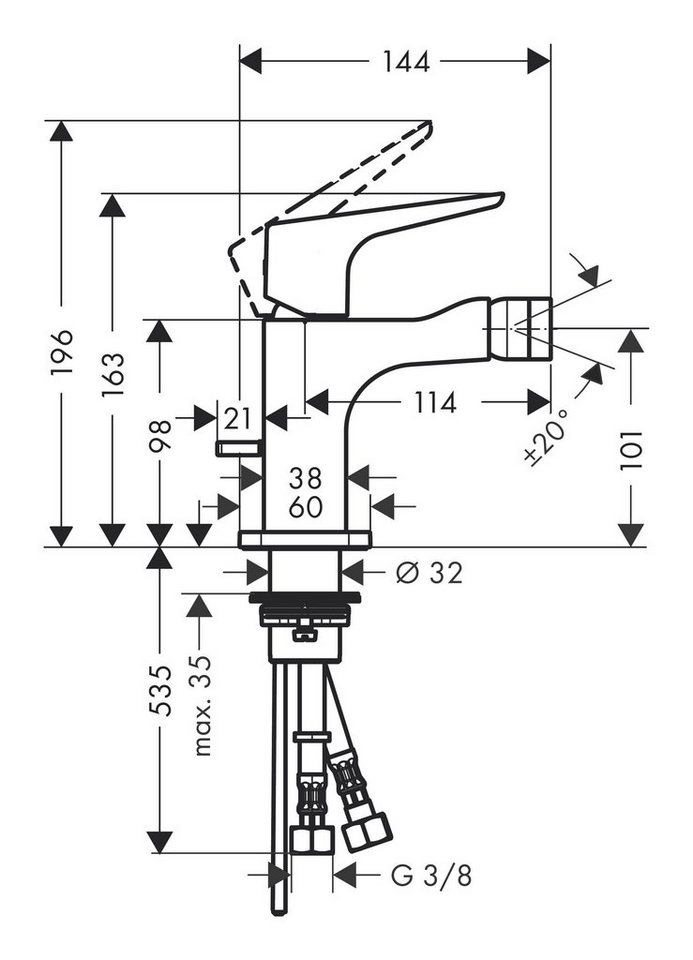 Thumbnail - hansgrohe Bidetarmatur Axor Citterio E Bidetmischer mit Hebelgriff mit Zugstangen-Ablaufgarnitur