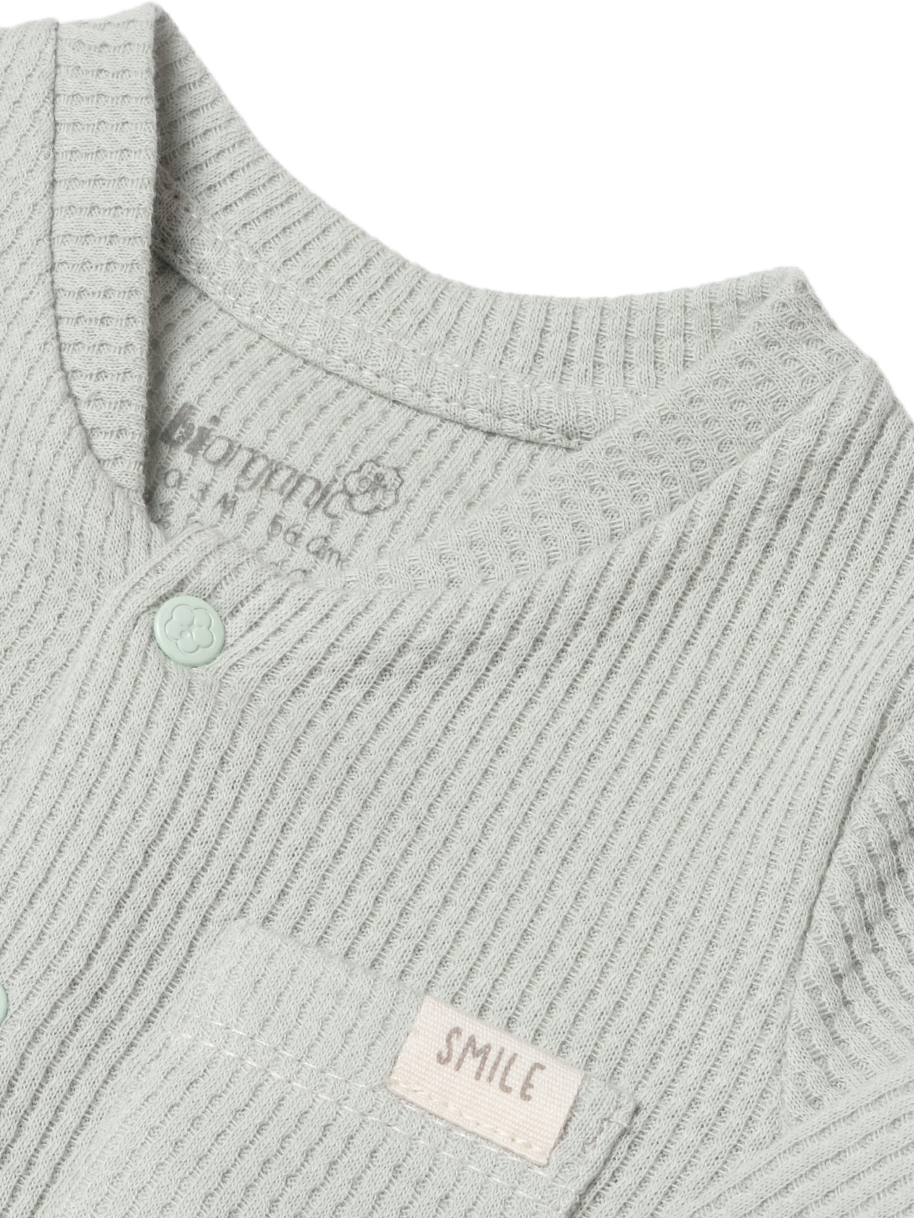 biorganic Strampler Baby Waffle Smile mit Fuß für Jungen und Mädchen Unisex Langarm (1-tlg) geknöpft, 100% Bio-Baumwolle, Waffelstruktur