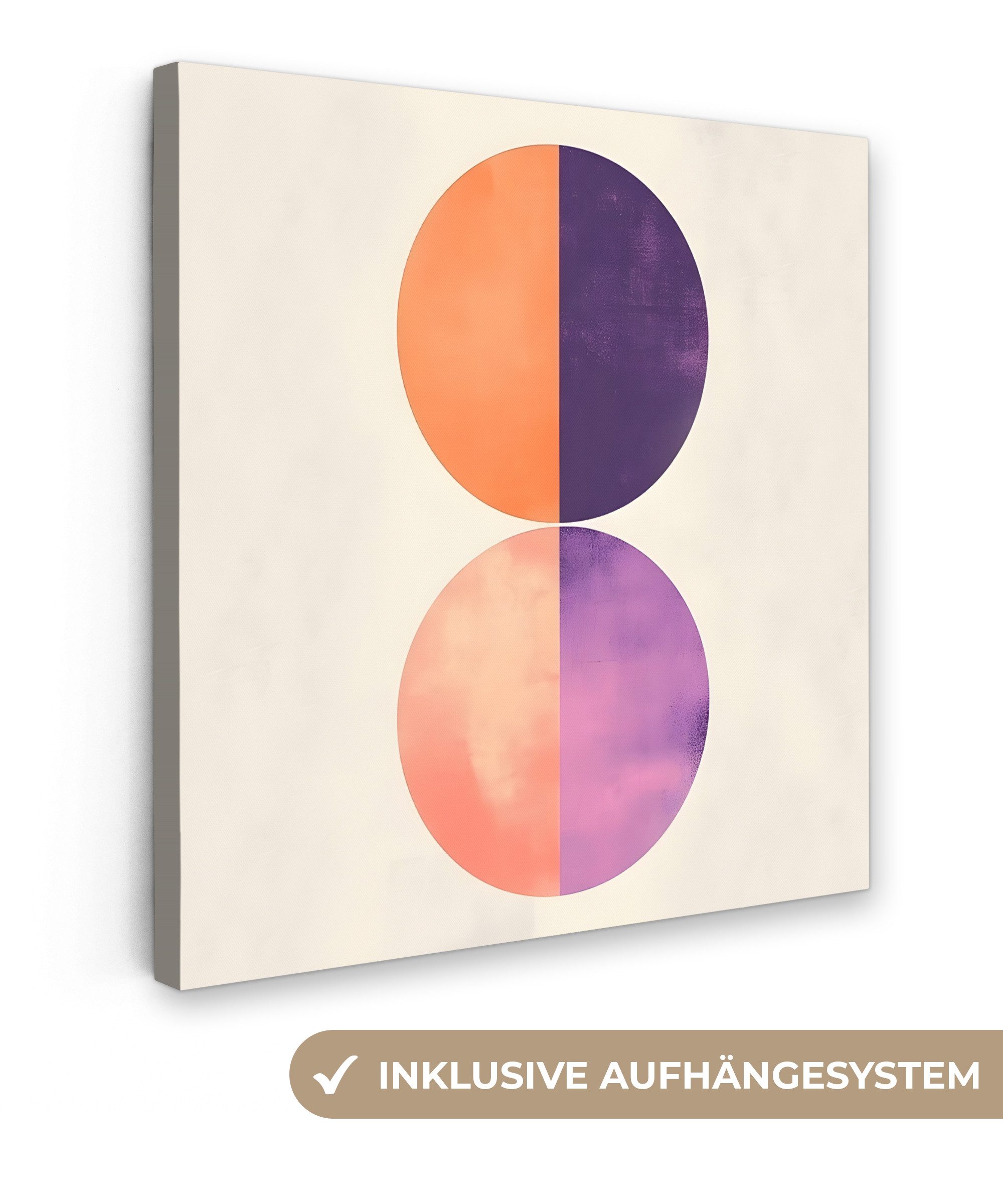 OneMillionCanvasses® Leinwandbild Abstrakt - Kreise - Lila, Fotodruck (1 St), Wandbild, Deko Schlafzimmer Wohnzimmer Flur 20x20 cm