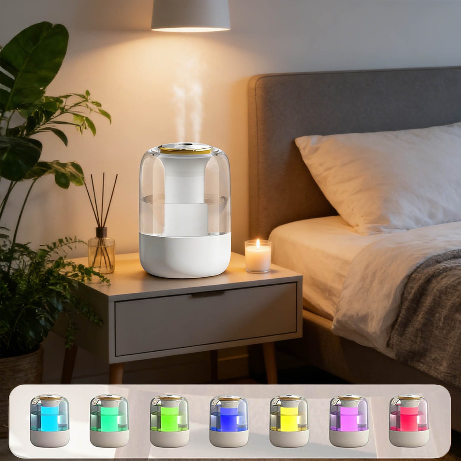 MUPOO Luftbefeuchter Leiser Luftbefeuchter Kaltvernebelung 2L, ≤35dB, 7 Far günstig online kaufen