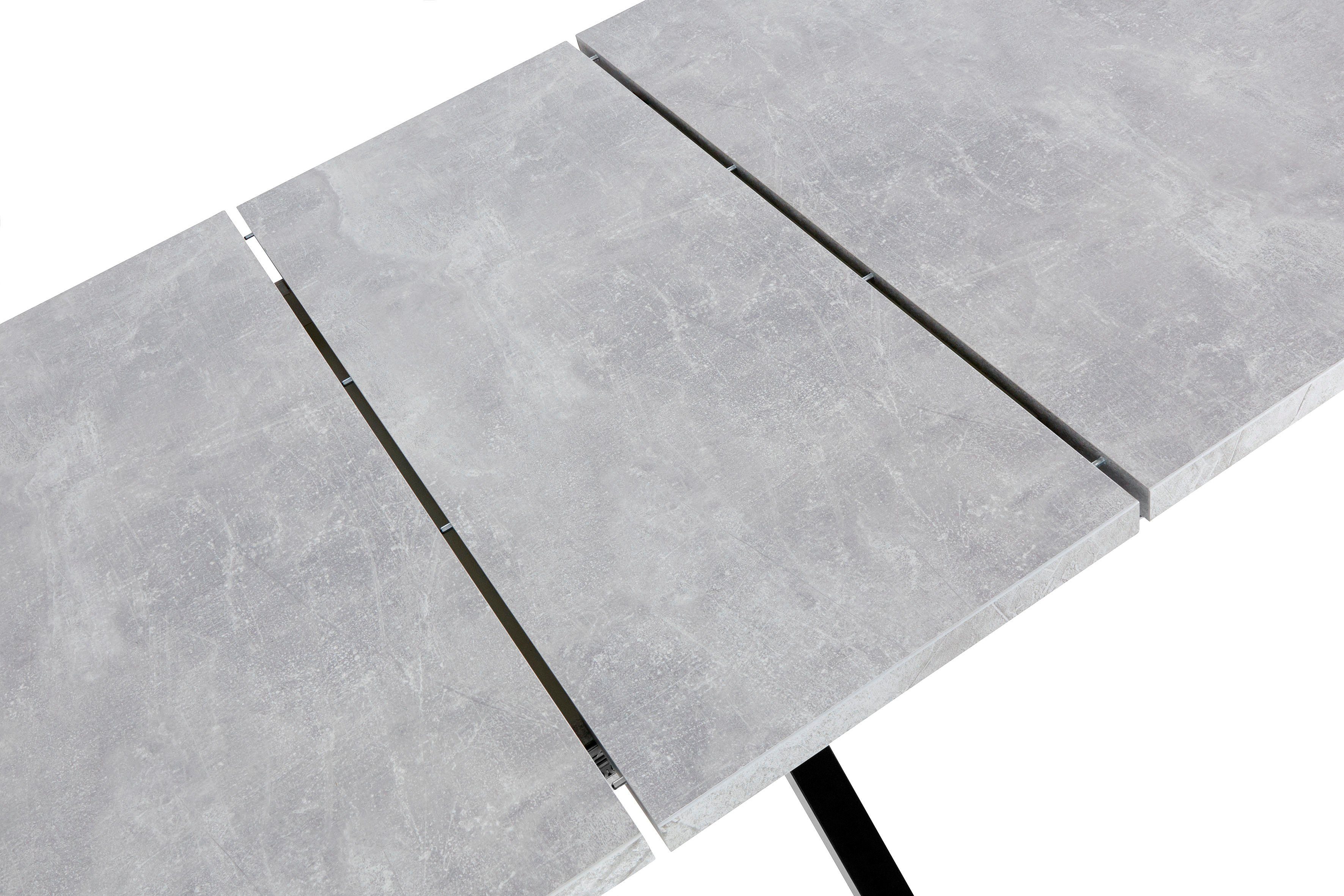 betonfarben cm Esstisch, | ausziehbar 160-200 HELA betonfarben/schwarz