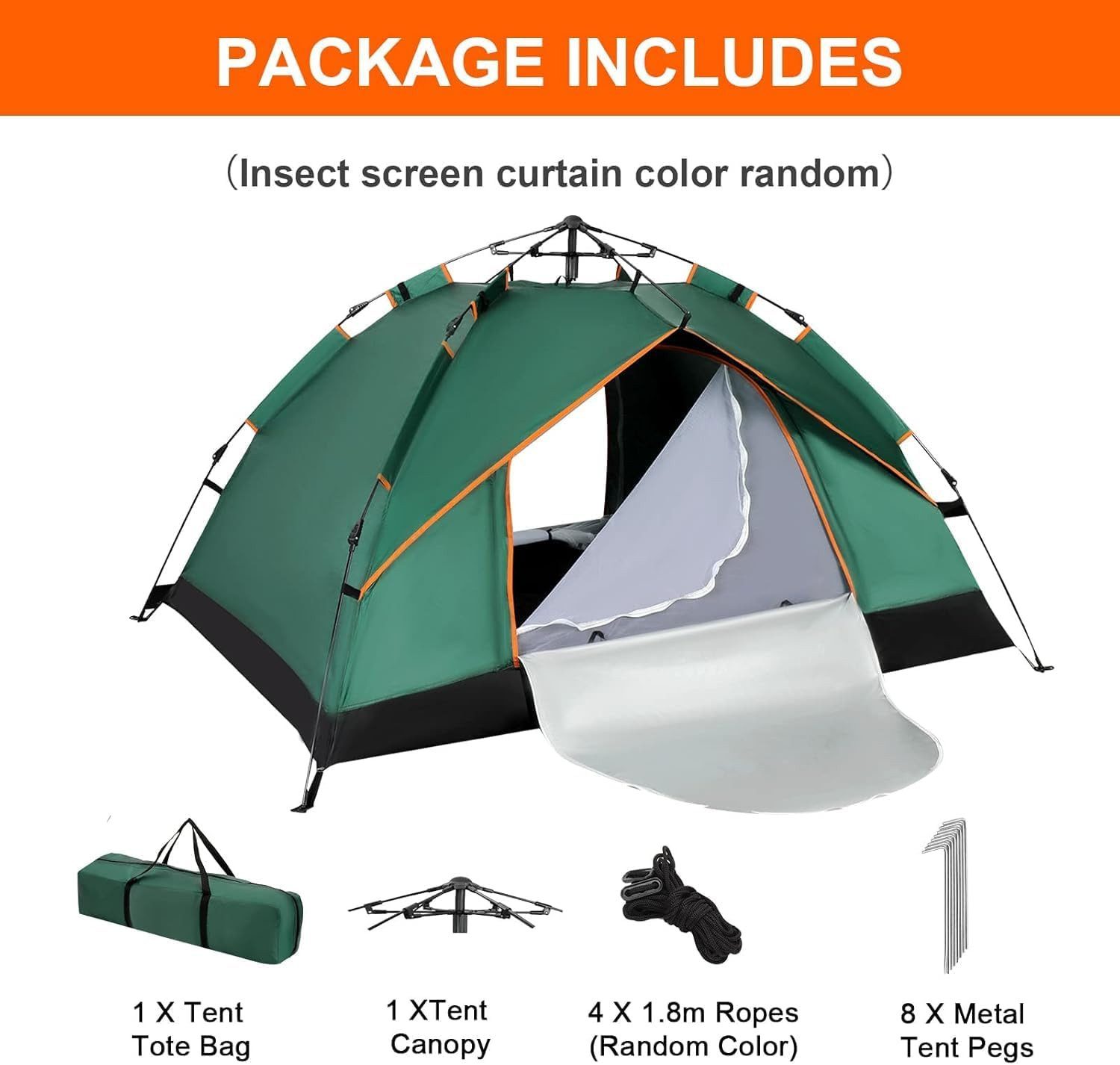 Youyijia Faltzelt Camping Zelt 2-3 Mann Pop Up Zelte 4 Jahreszeiten Wasserdicht