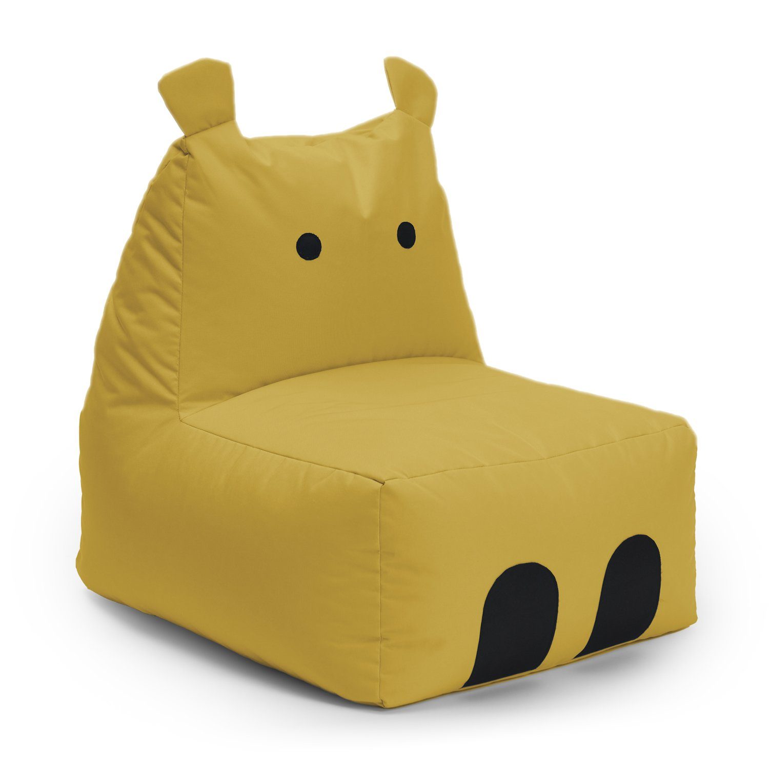 Tier Lumaland Hippo Motiv, Kinder süßes Sitzsack Wohlfühl Sitzkissen, Kindersitzsack), (1x pflegeleicht 80x70x65 Kissen Kids, cm Senfgelb