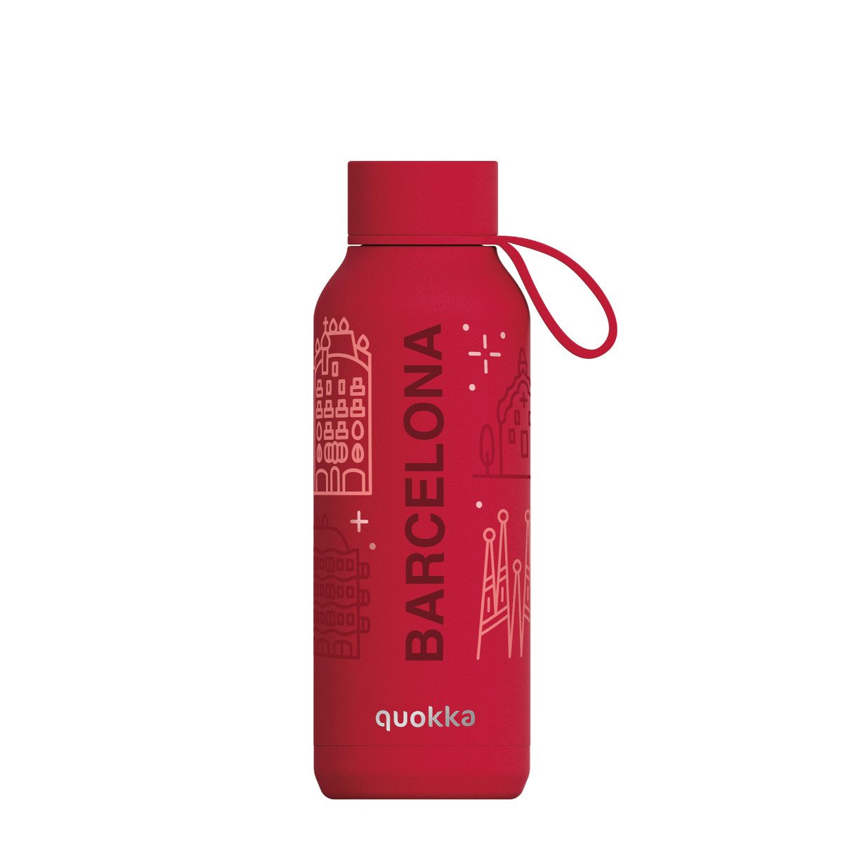 Quokka Trinkflasche Barcelona Thermo aus Edelstahl 510 ml Isolierflasche mit Trageschlaufe, Thermofunktion