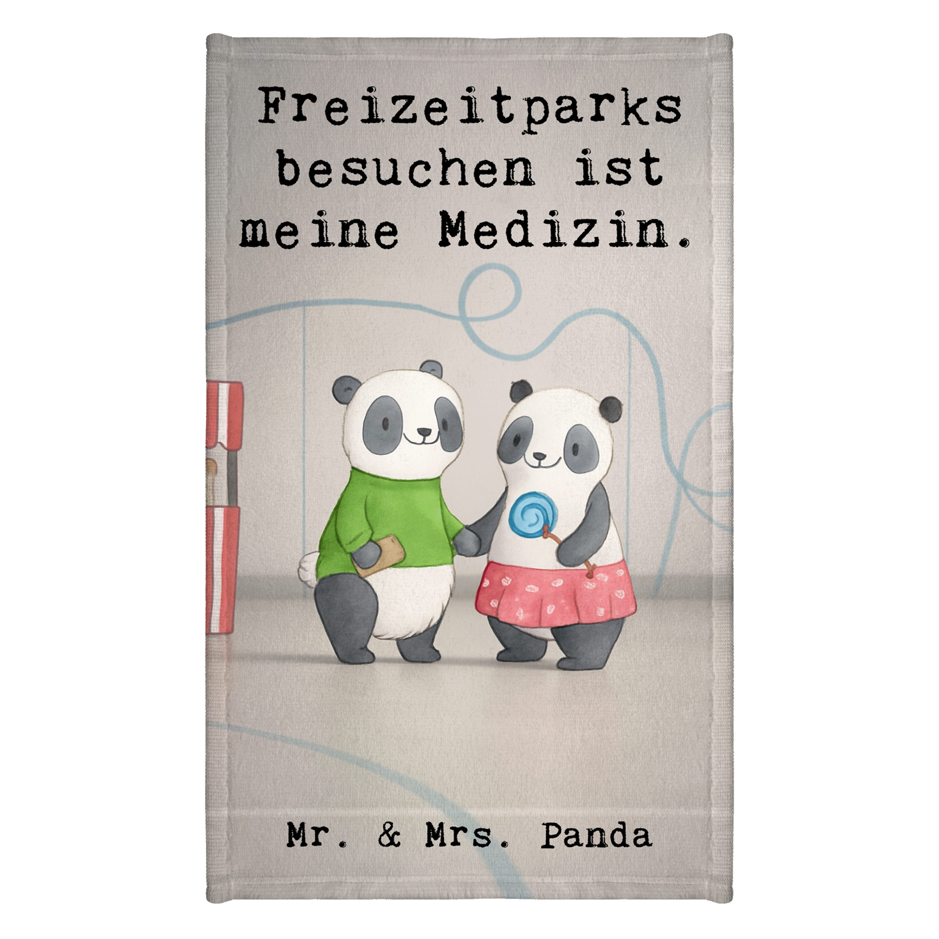 Mr. & Mrs. Panda Handtuch Pandas Freizeitpark besuchen Design, Frotteehandtuch, Weiß, Handtuch, Kunstfaser (Packung), Handtuch gästetuch frottee Gästehandtuch Waschbar