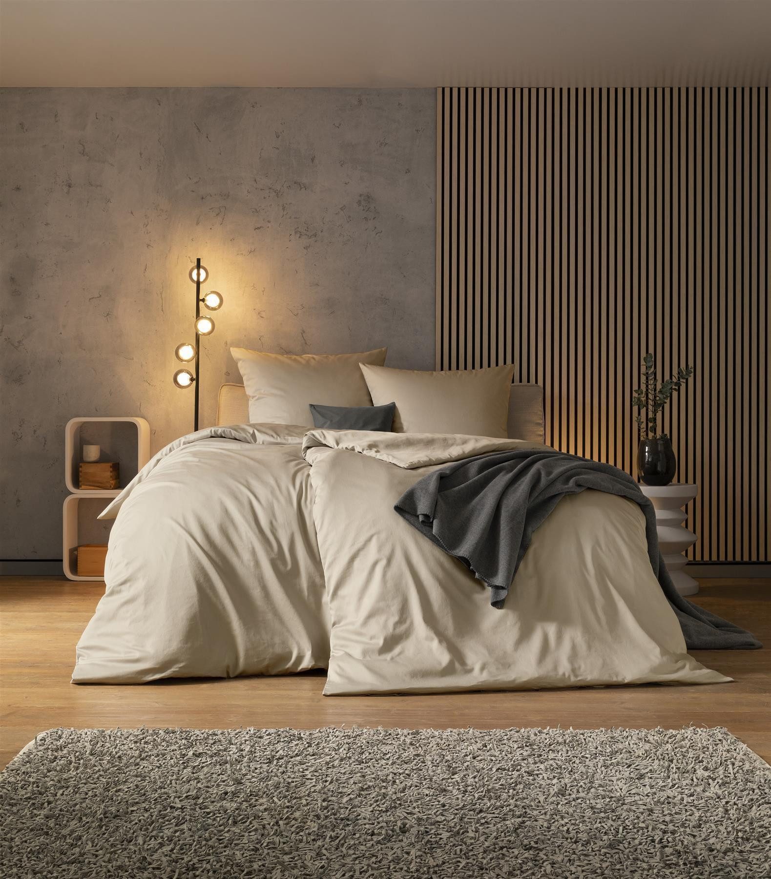 Estella Kissenhülle Mako Satin Kopfkissenbezüge Atelier Valetta Uni kiesel 40x80, (1 Stück), Kissenhülle Kopfkissenbezug Kissenbezug