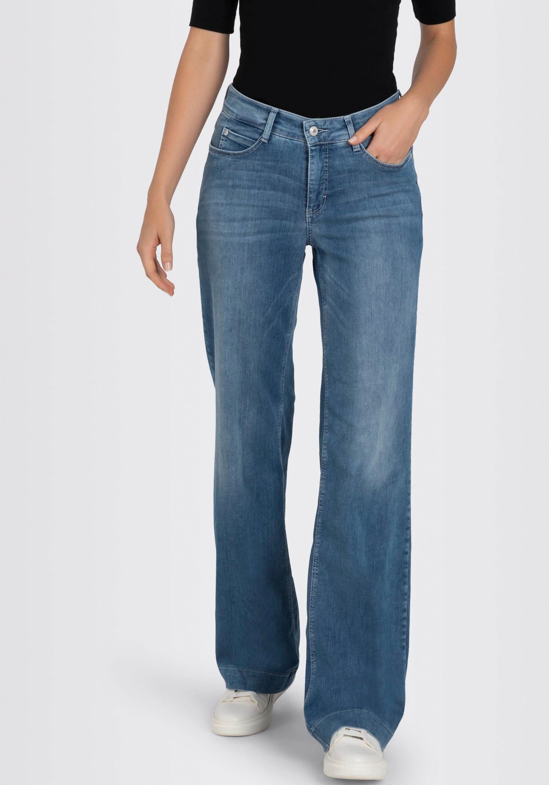 Verkaufsladen MAC Weite Jeans DREAM WIDE blue - mit Bein summermid Stretch weitem