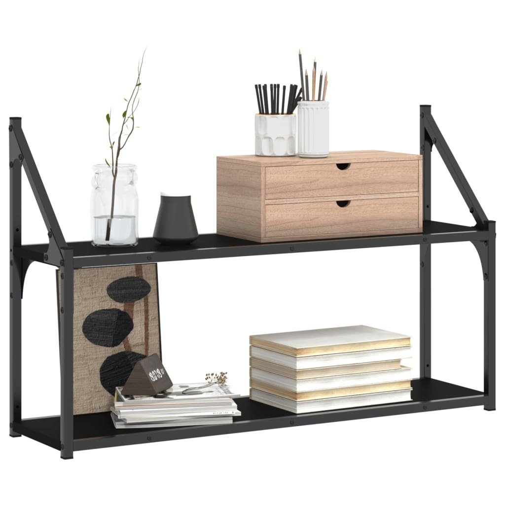 vidaXL Regal Wandregal 2 Fächer Schwarz günstig online kaufen