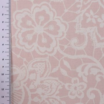 Vorhang SCHÖNER LEBEN. Vorhang Lace florale Spitze rosa 245cm, SCHÖNER LEBEN., Smokband (1 St), blickdicht, Baumwolle, handmade, made in Germany, vorgewaschen