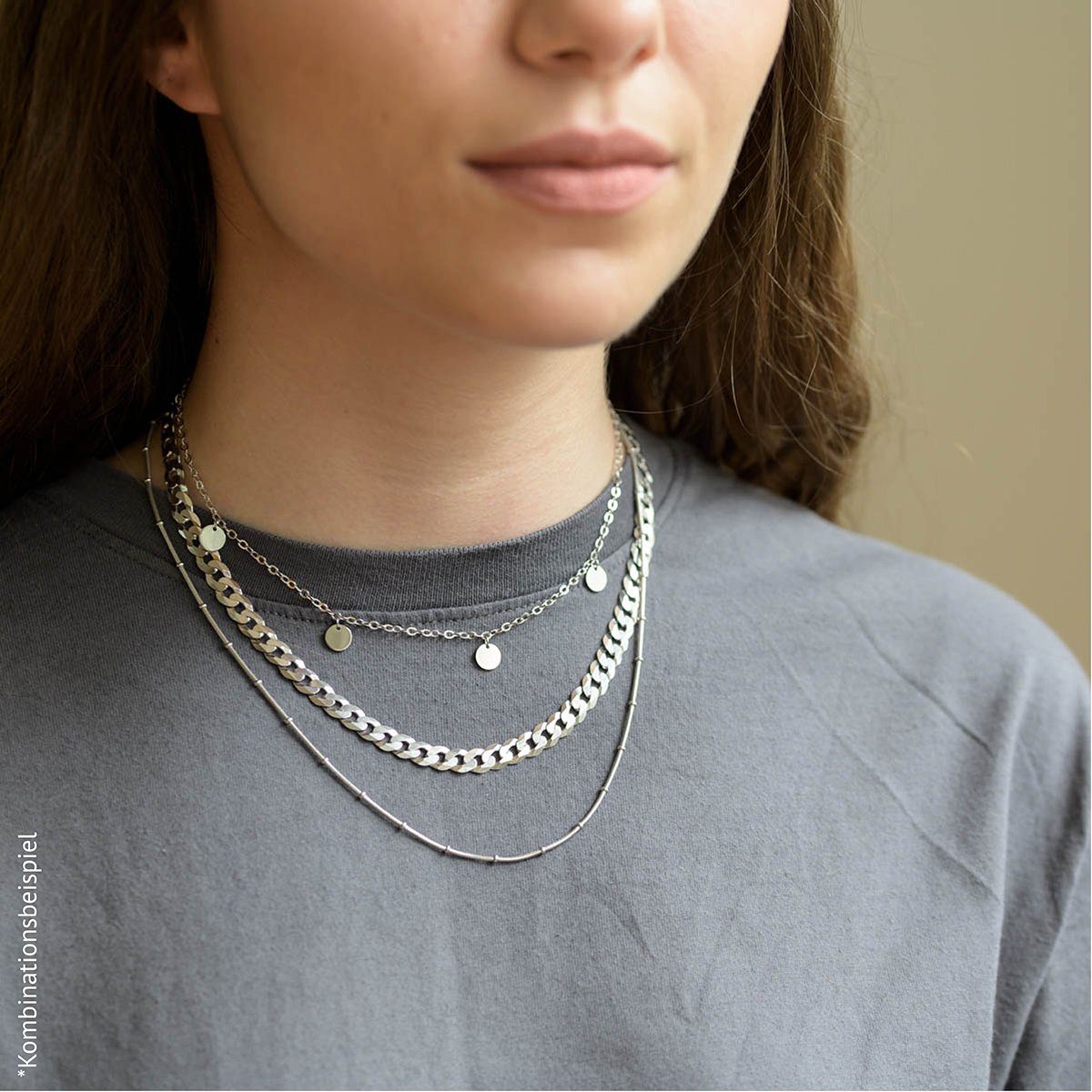 Materia Silberkette Herren Panzerkette diamantiert 6mm K79, 925 Sterling Silber, rhodiniert