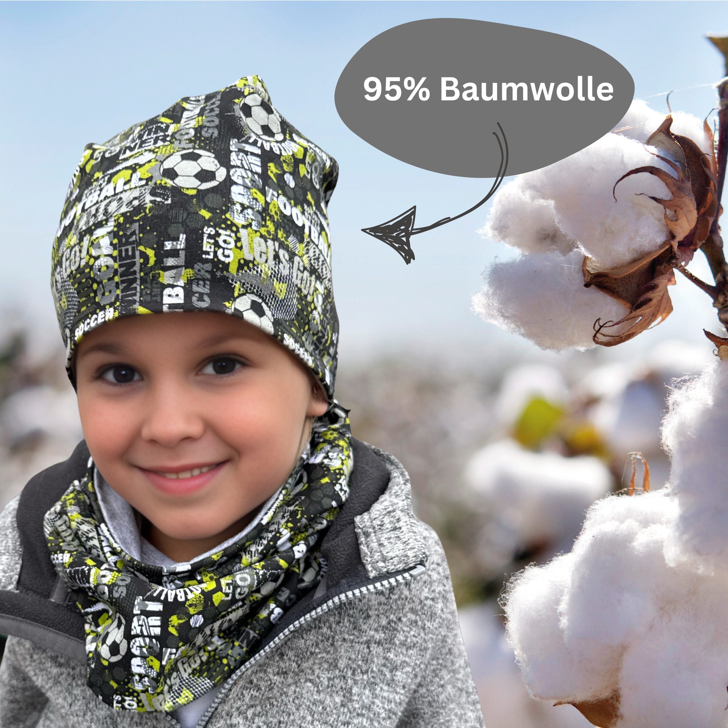 HECKBO Beanie HECKBO Kinder Mädchen Jungen Beanie Mütze & Loop-Schal Set – Bild 4 von 5