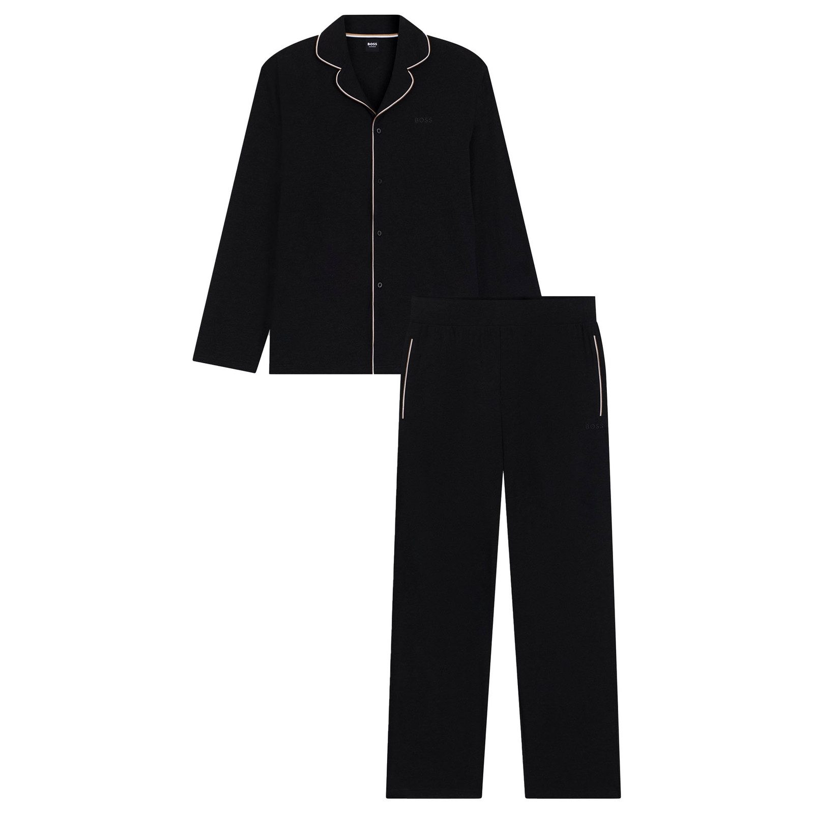 BOSS Pyjama Merino Pyjama (2 tlg) mit eingesticktem Markenschriftzug günstig online kaufen