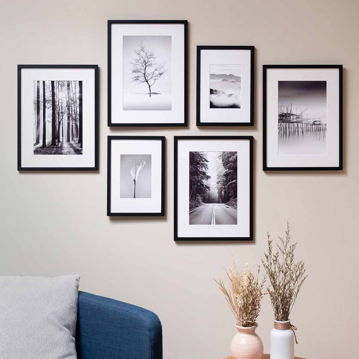 PHOTOLINI Bilderrahmen 6er Set Modern Schmal 21x30 und 30x40 cm mit Passepa günstig online kaufen