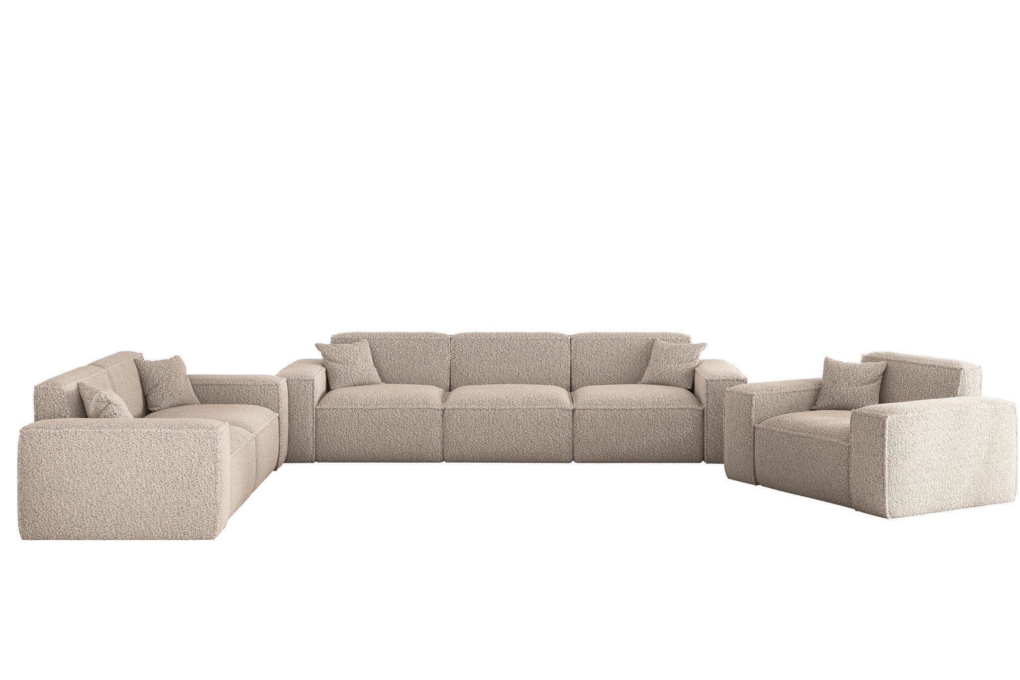 Fun Möbel Polstergarnitur Sofaset Designersofa FUN PEREZ PREMIUM 3-2-1 in Stoff Sven, (Rundumbezug), inkl. 5 Zierkissen