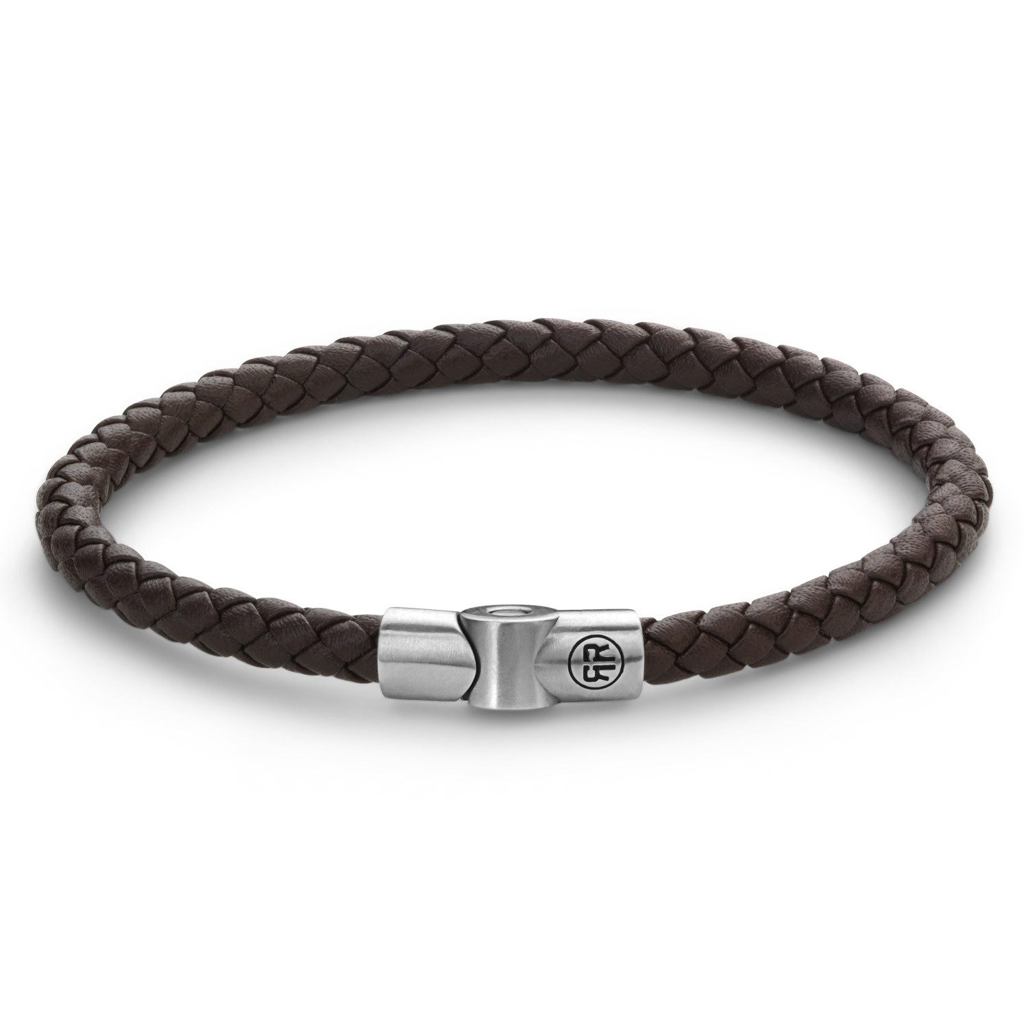Rebel & Rose Edelstahlarmband Herren-LederFull Metal Single Round Brown
