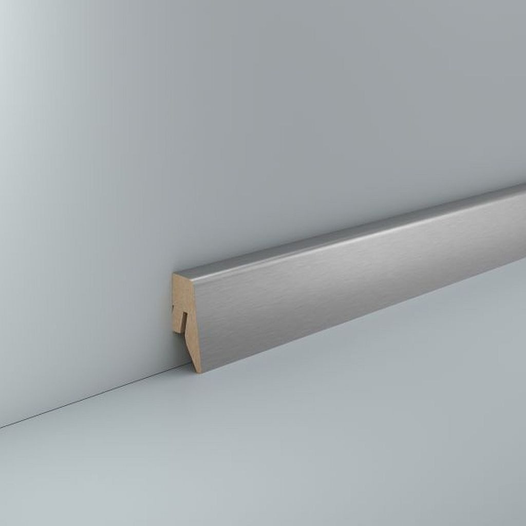 Südbrock Sockelleiste Metallic 15 x 40 mm Edelstahl Dekor MDF foliert Fußleiste, L: 240 cm, H: 4 cm, 1-St.