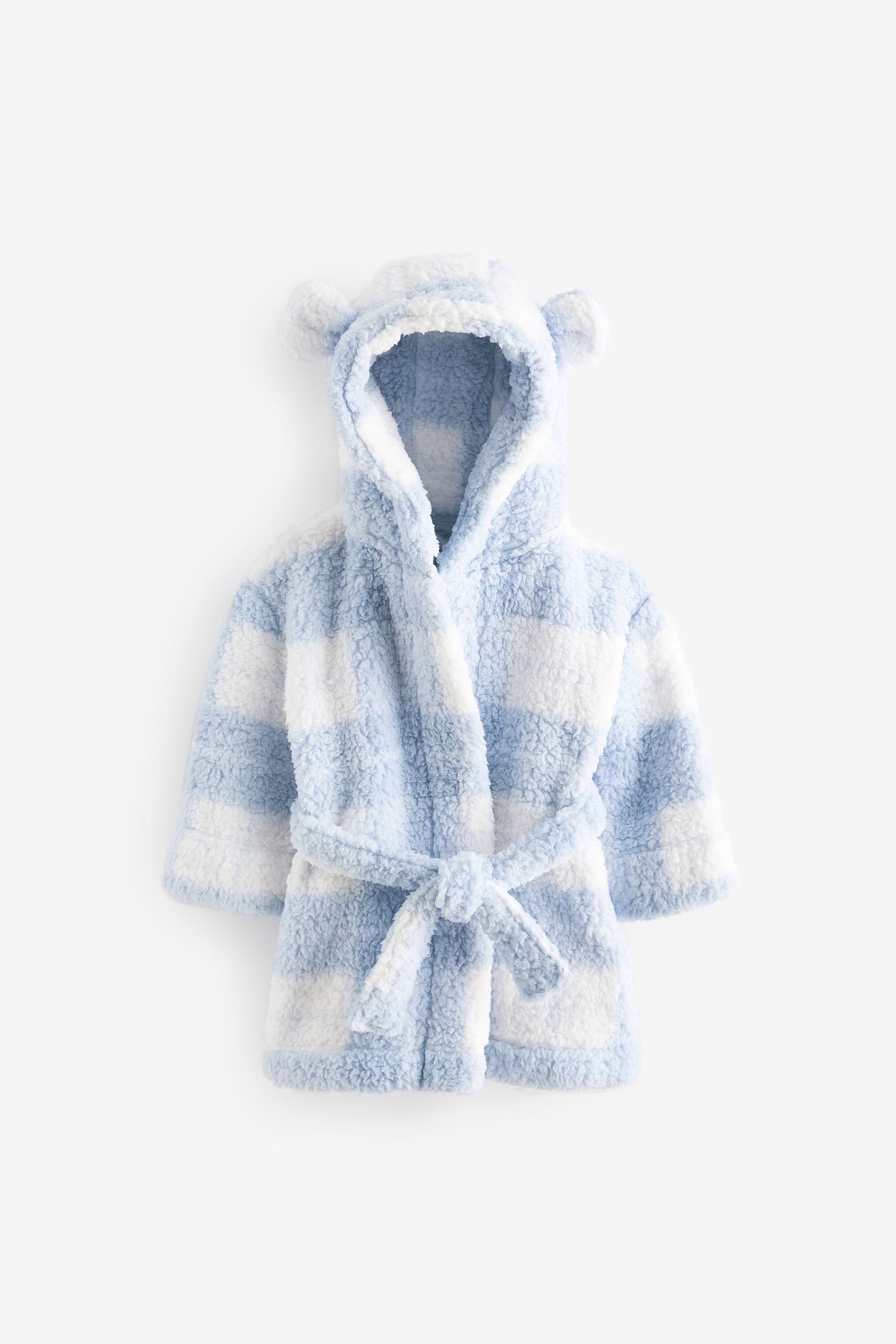 Next Kinderbademantel Bademantel aus Ears Blue Polyester Fleece, Check Bear