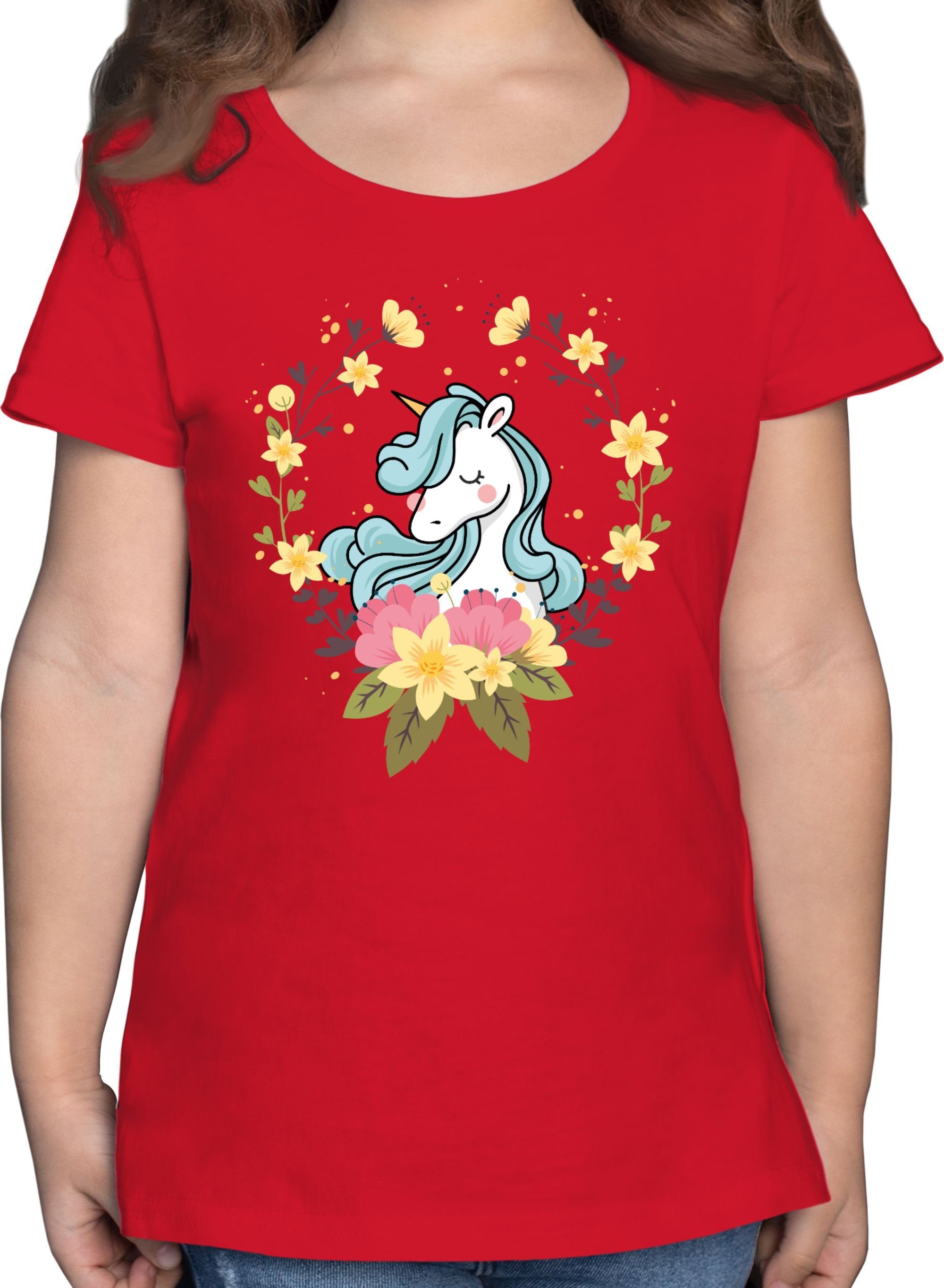 Shirtracer T-Shirt »Einhorn mit Blumen - Tiermotiv Animal Print - Mädchen  Kinder T-Shirt« Animalprint Pferd Katze Delfin online kaufen | OTTO