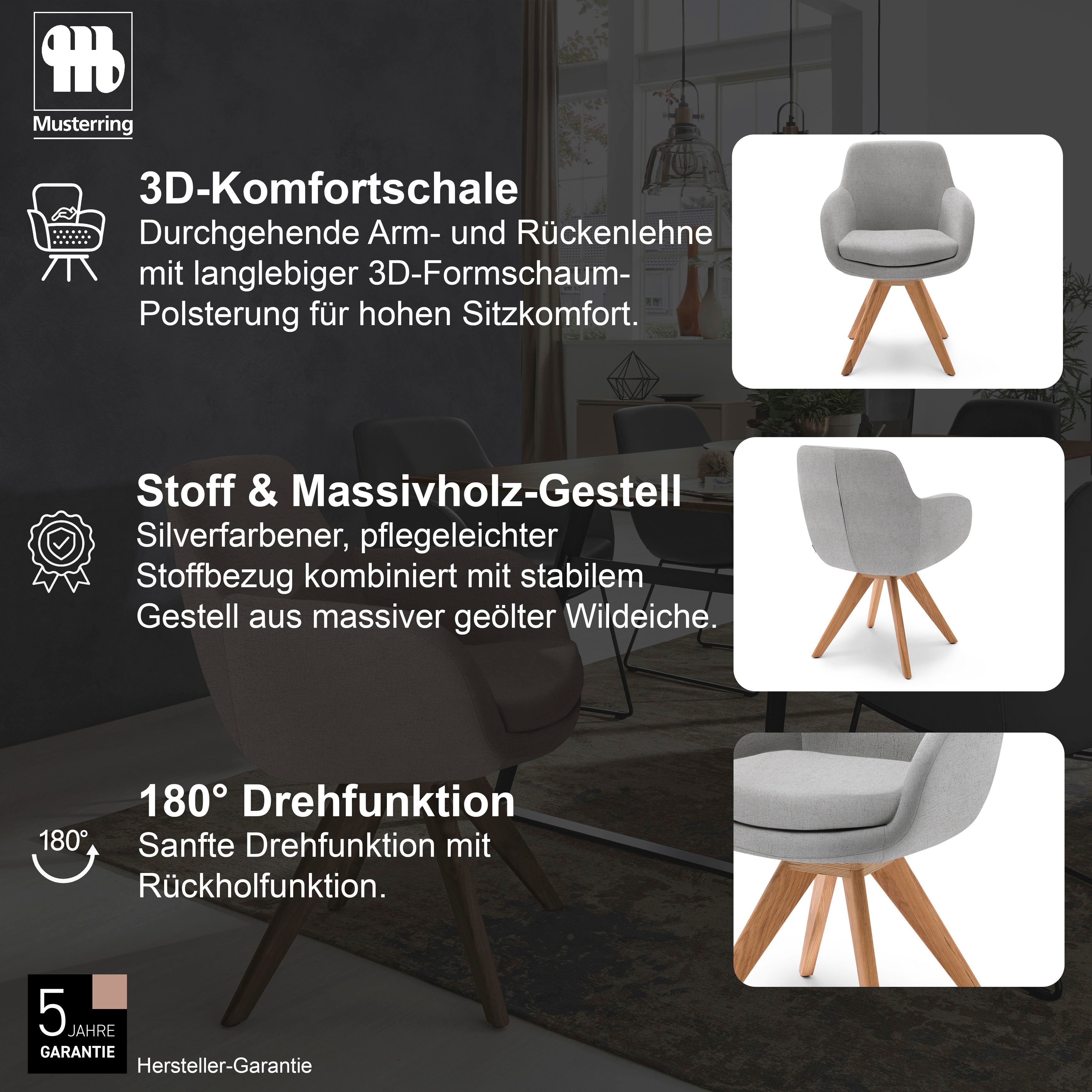 Musterring Esszimmerstuhl Tavia (Set, 2 St), Stativgestell Wildeiche massiv, Drehfunktion optional, diverse Farben